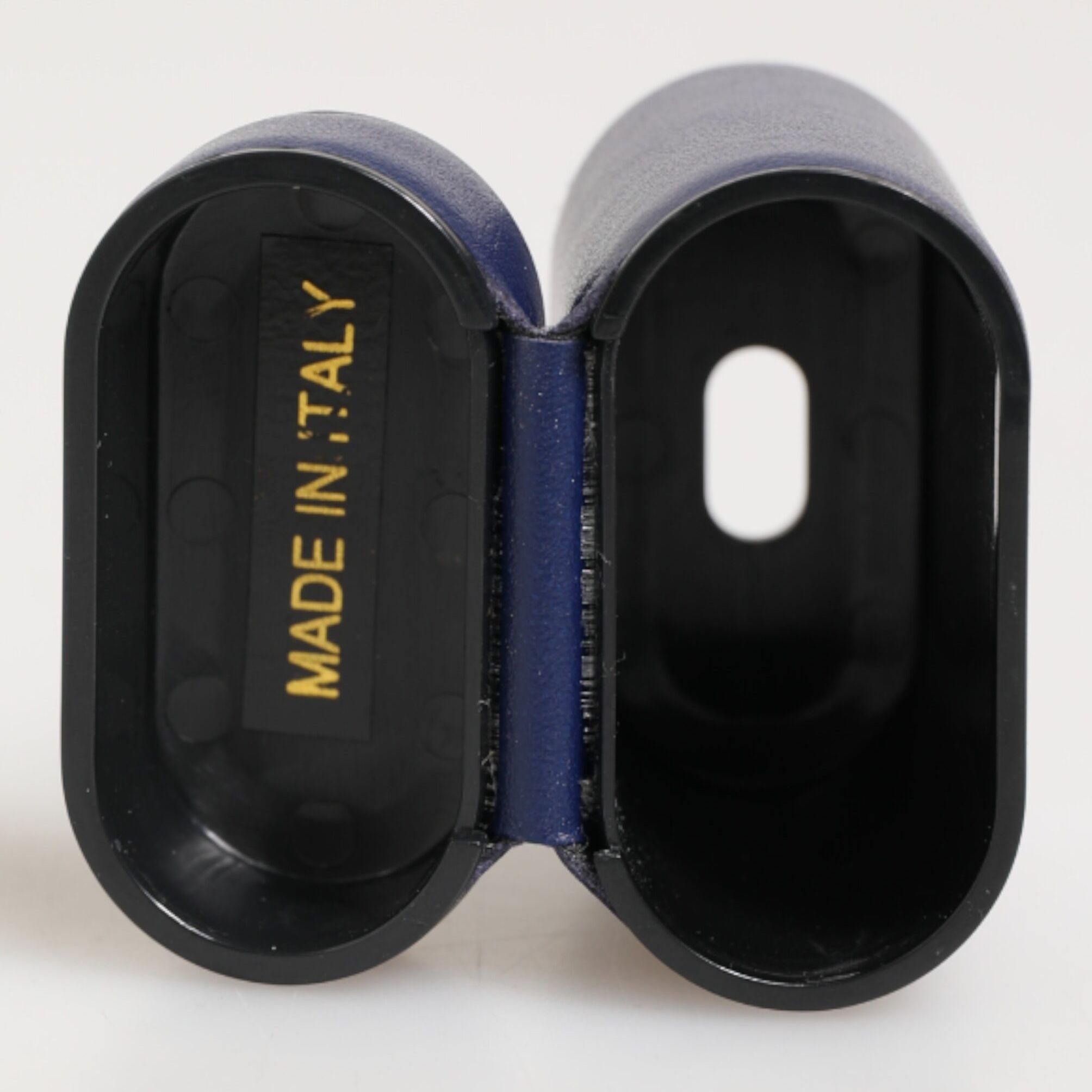Dolce & Gabbana Blue Leather Logo Print Flip Holder Men Airpods Case