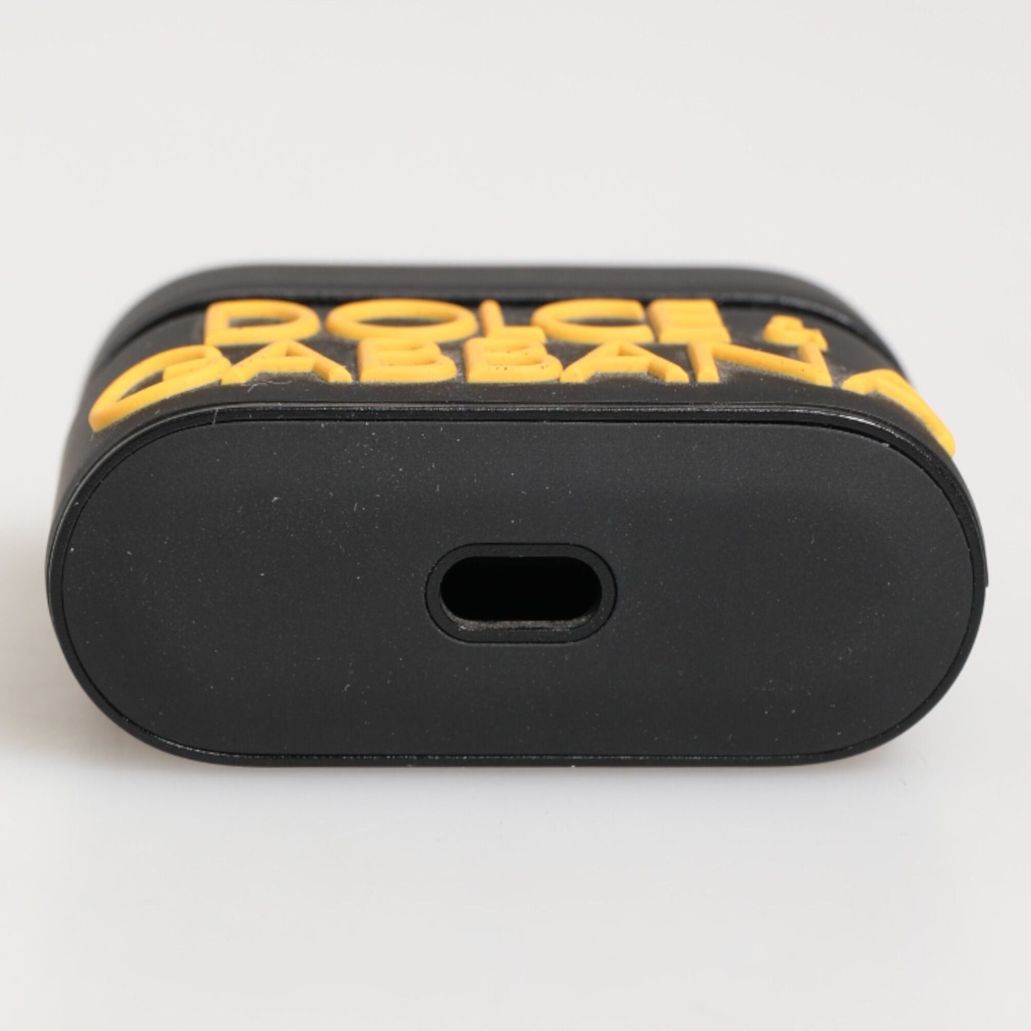 Dolce & Gabbana Black Yellow Rubber Logo Embossed Accessory Airpods Case