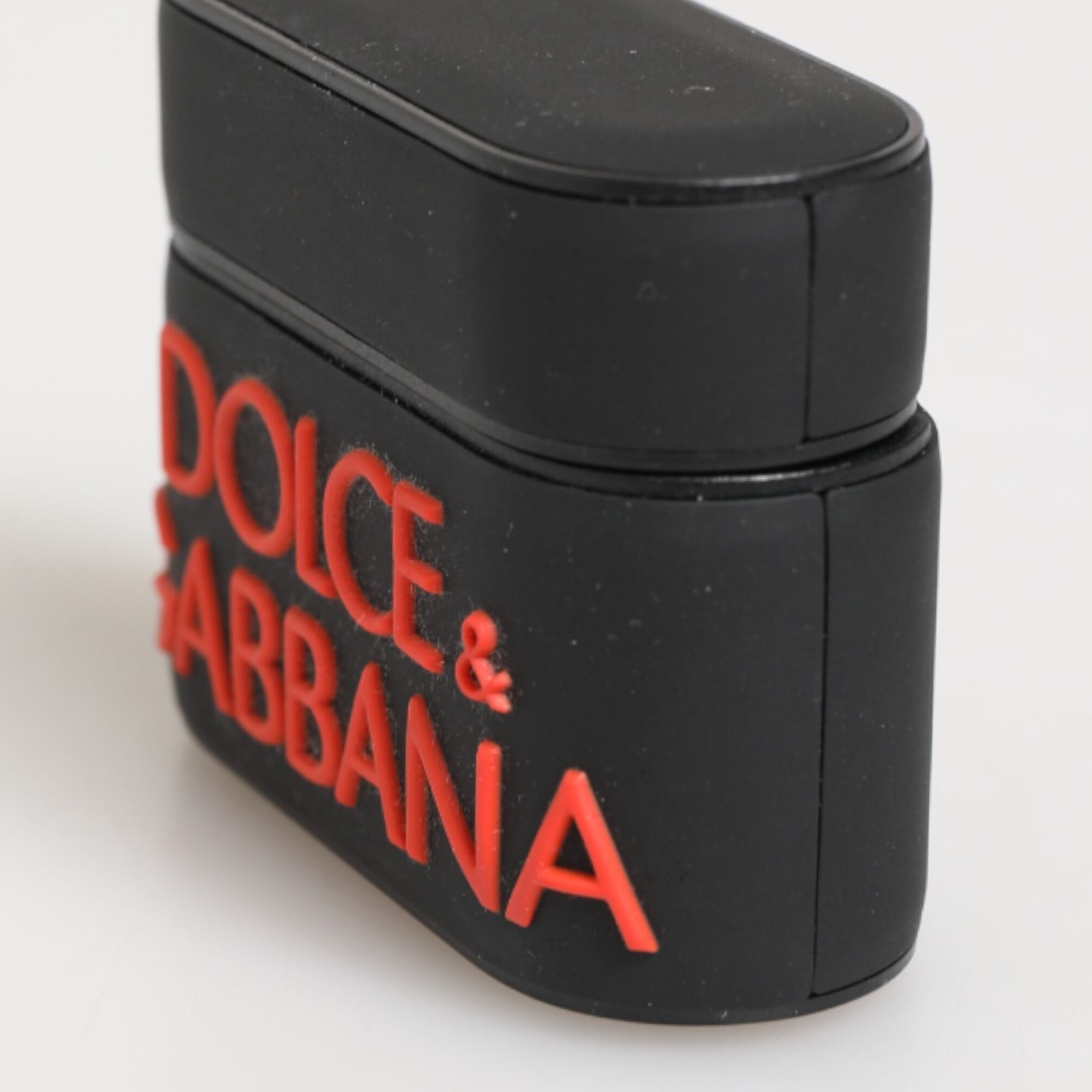 Dolce & Gabbana Black Orange Rubber Logo Embossed Accessory Airpods Case