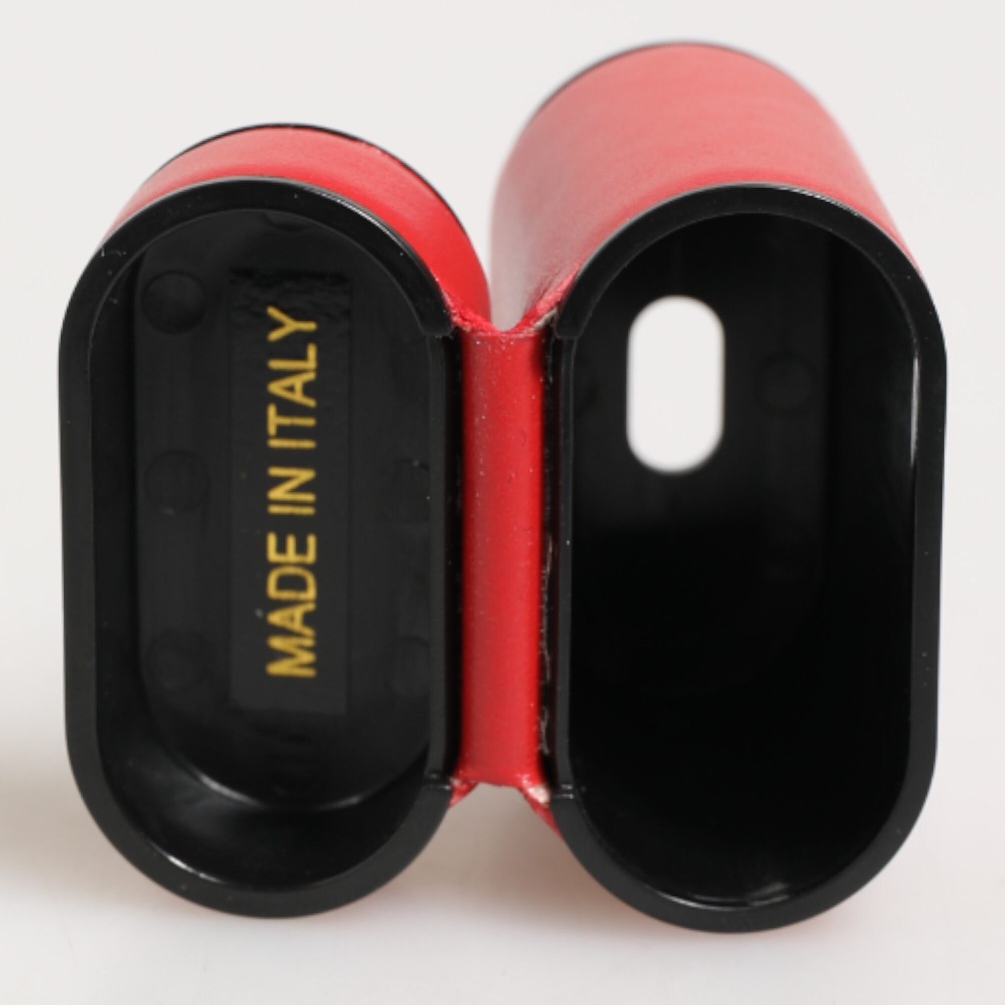 Dolce & Gabbana Red White Calfskin Leather Logo Flip Holder Airpods Case
