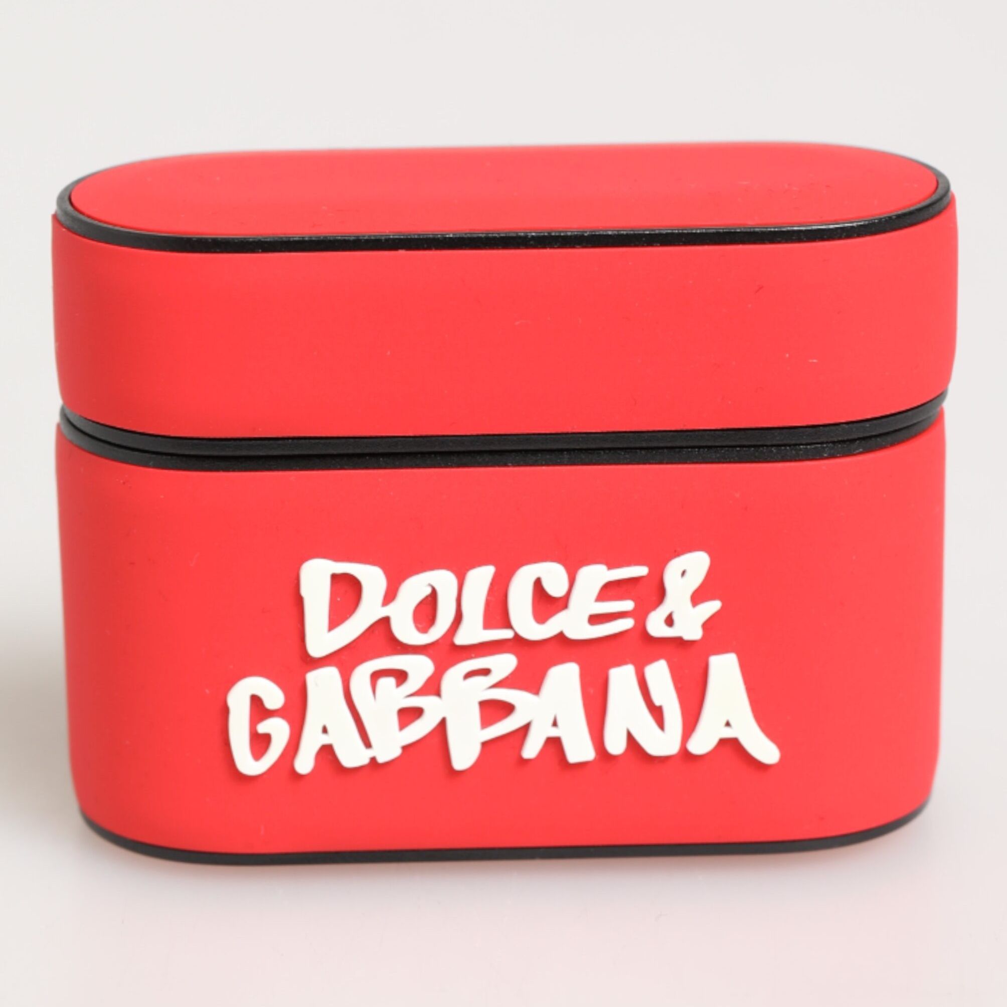 Dolce & Gabbana Red PVC DG Logo Embossed Men Flip Holder Airpods Case