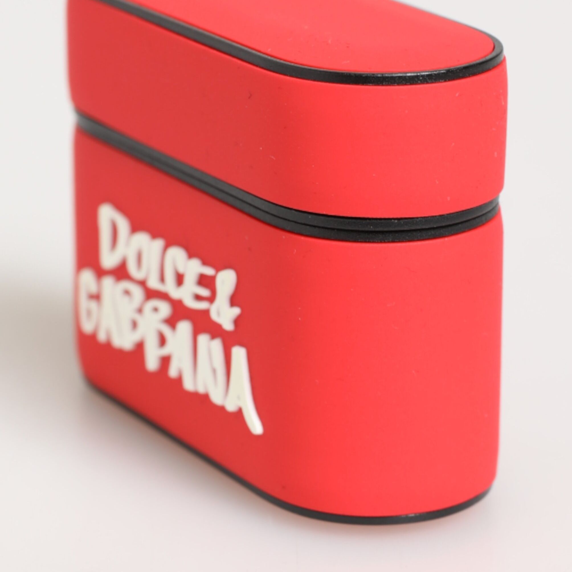 Dolce & Gabbana Red PVC DG Logo Embossed Men Flip Holder Airpods Case
