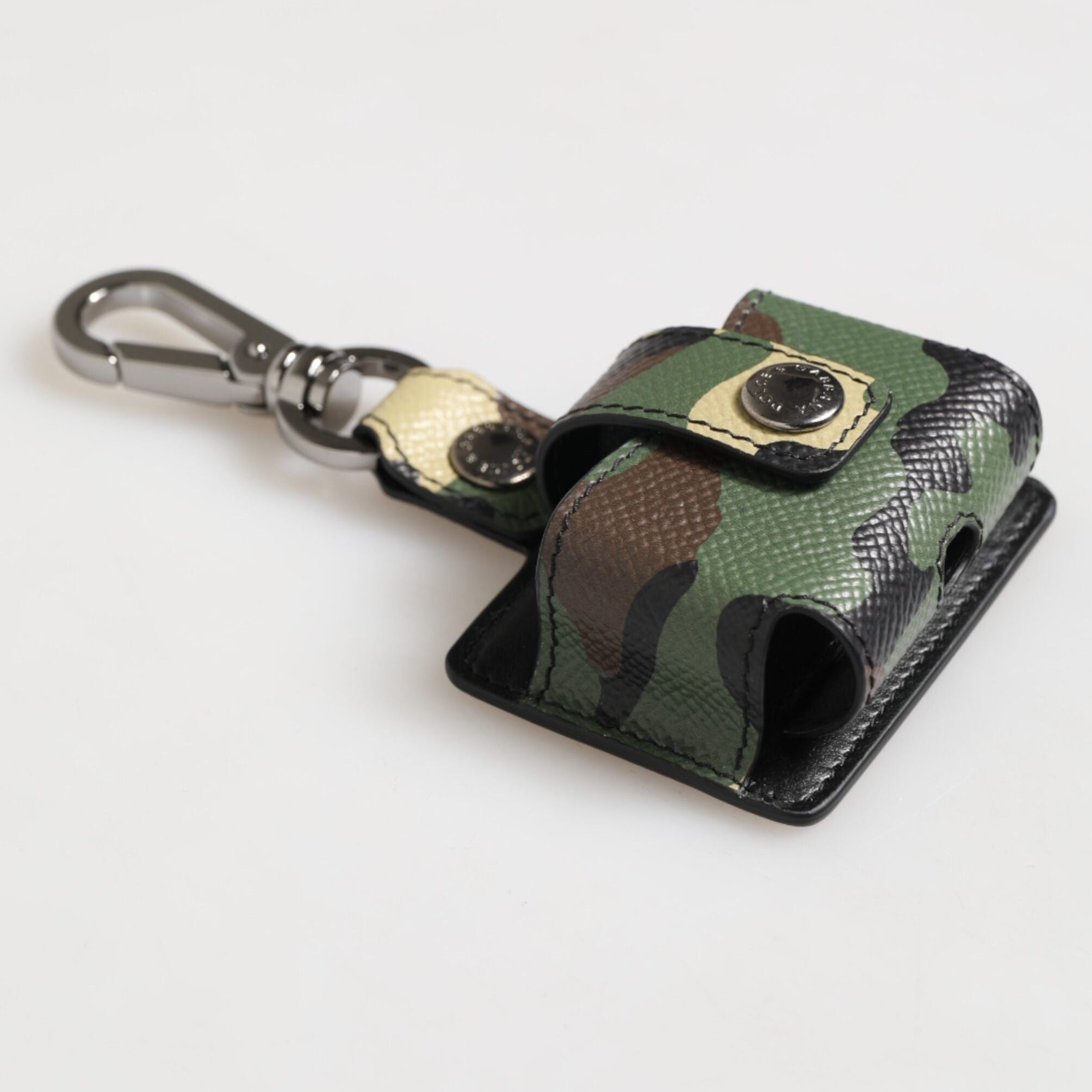 Dolce & Gabbana Multicolor Camouflage Leather Metal Accessory Airpods Case