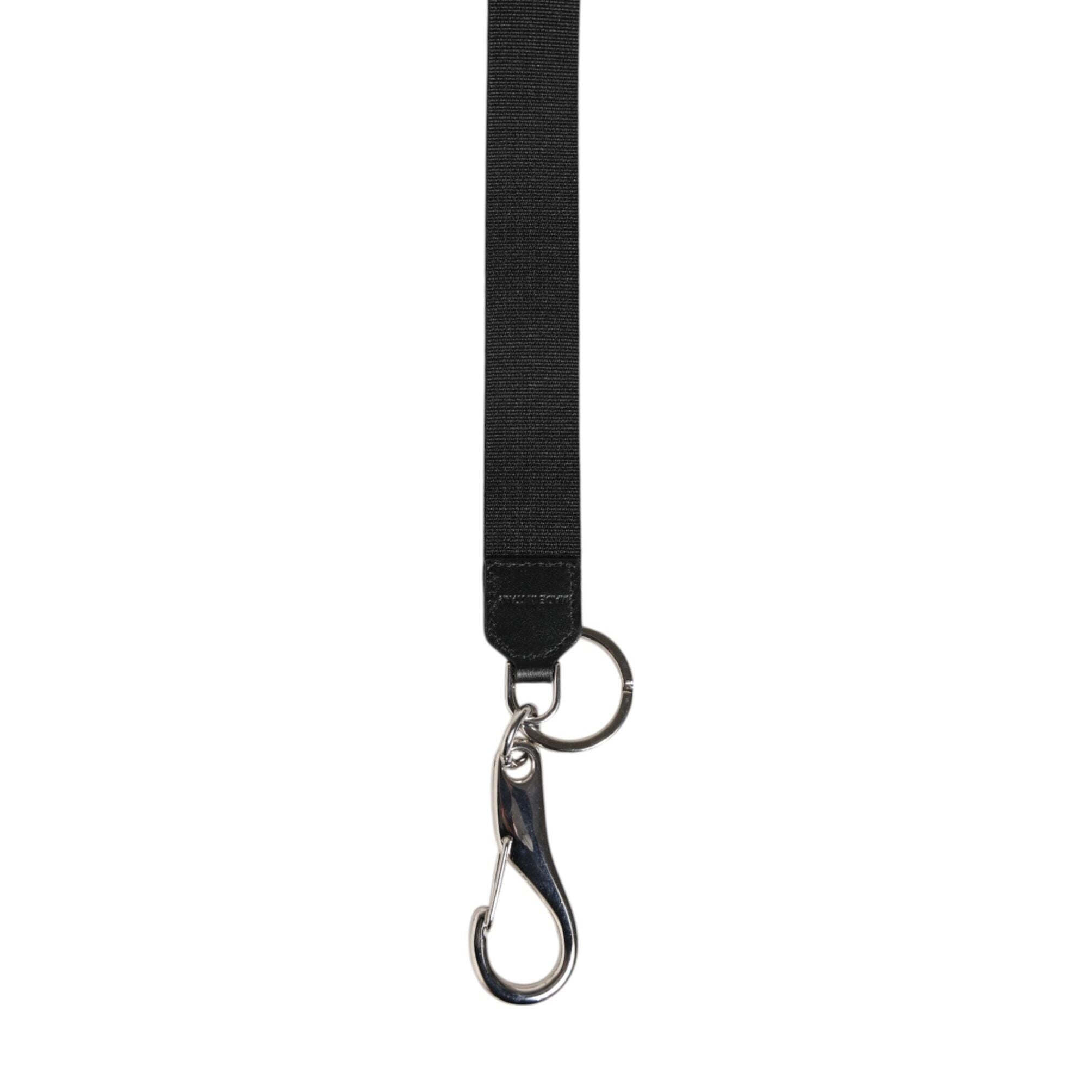Dolce & Gabbana Black Burgundy Nylon DG Logo Crown Holder Keychain Keyring