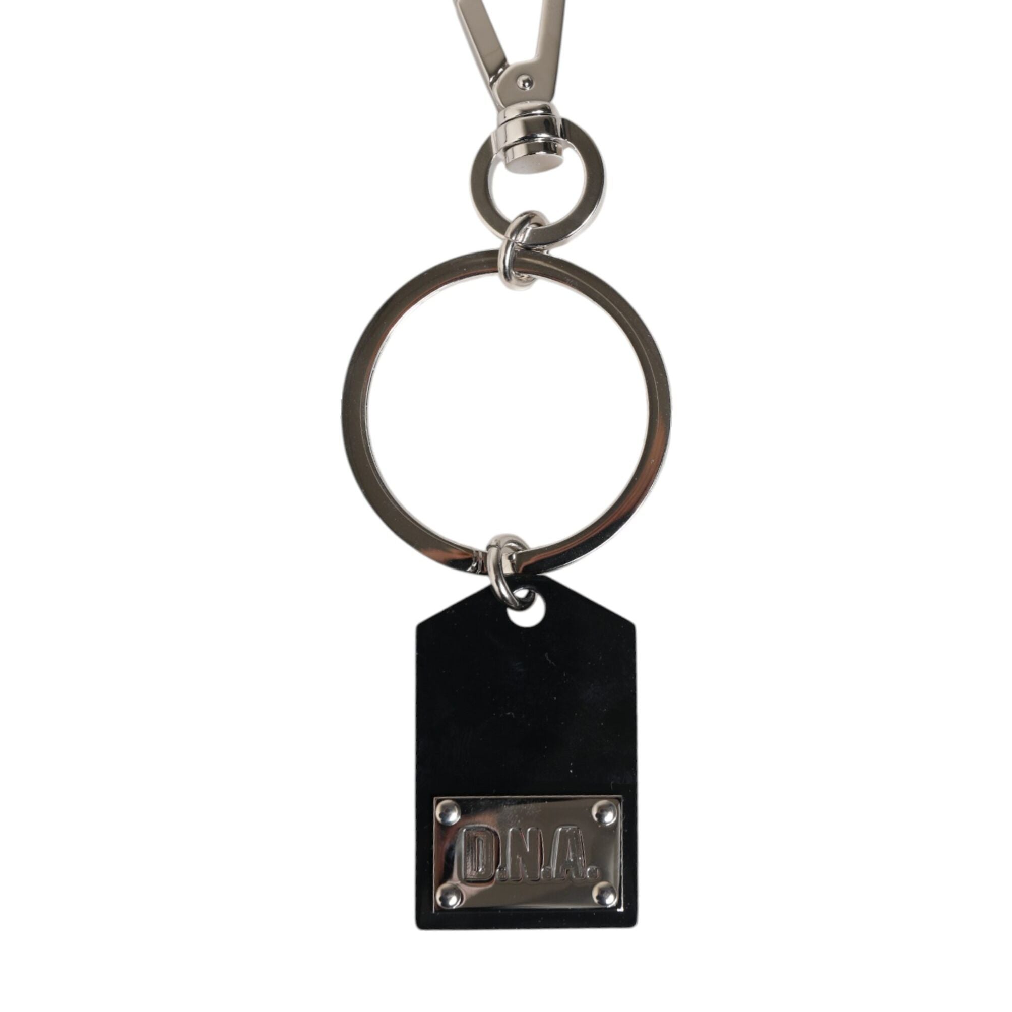 Dolce & Gabbana Black Sint Glass Plaque DG Logo Metal PlateKeychain Keyring
