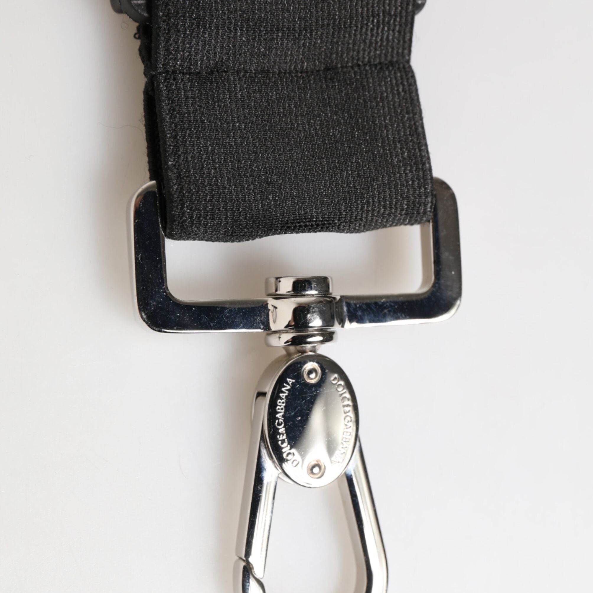 Dolce & Gabbana Black Polyester Stretch Rubberised DG Logo Men Keychain