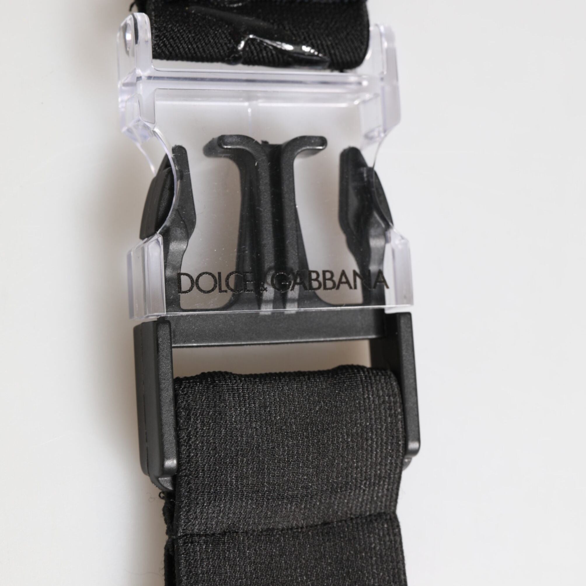 Dolce & Gabbana Black Polyester Stretch Rubberised DG Logo Men Keychain