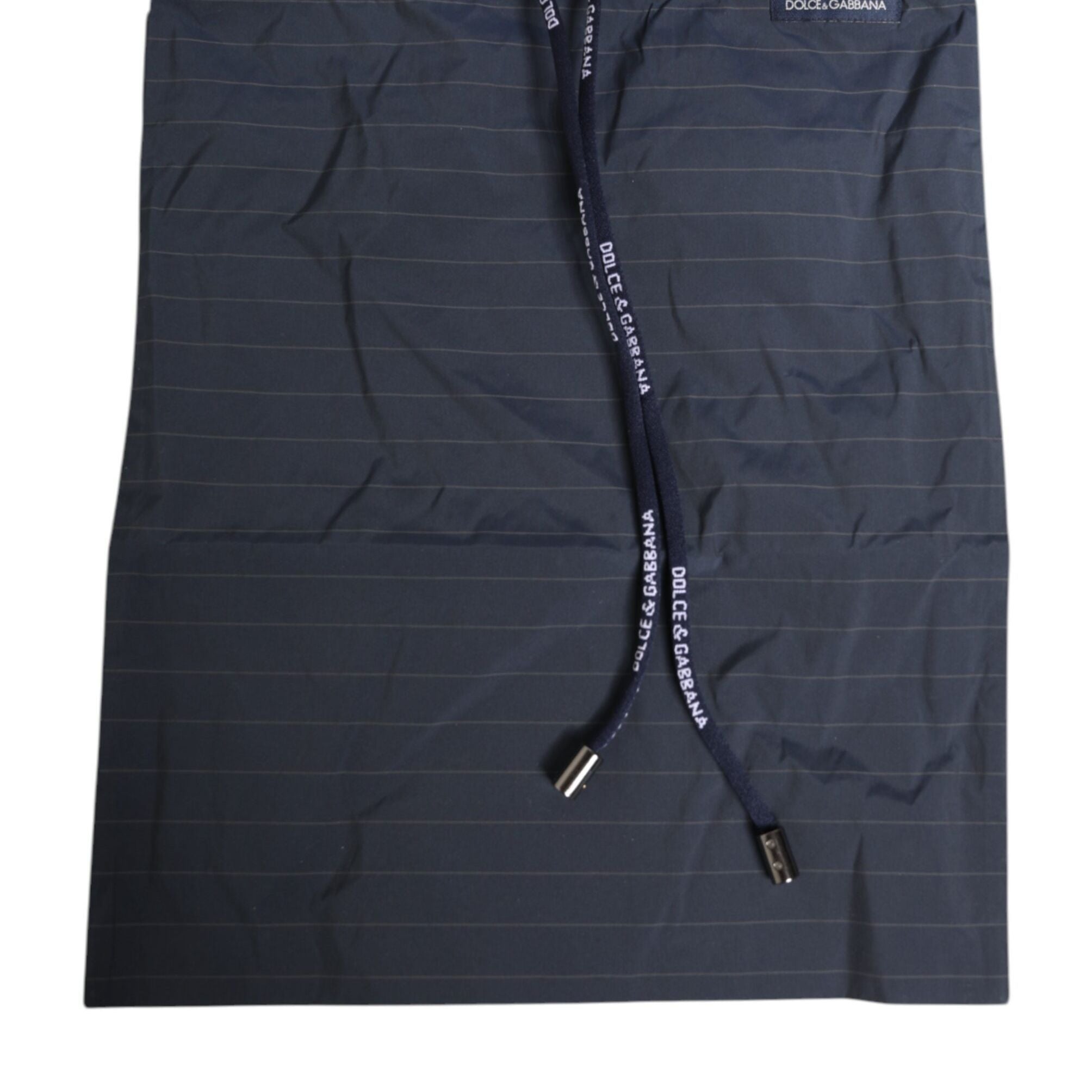 Dolce & Gabbana Navy Blue Polyester Pinstripe Men Shorts Swimwear