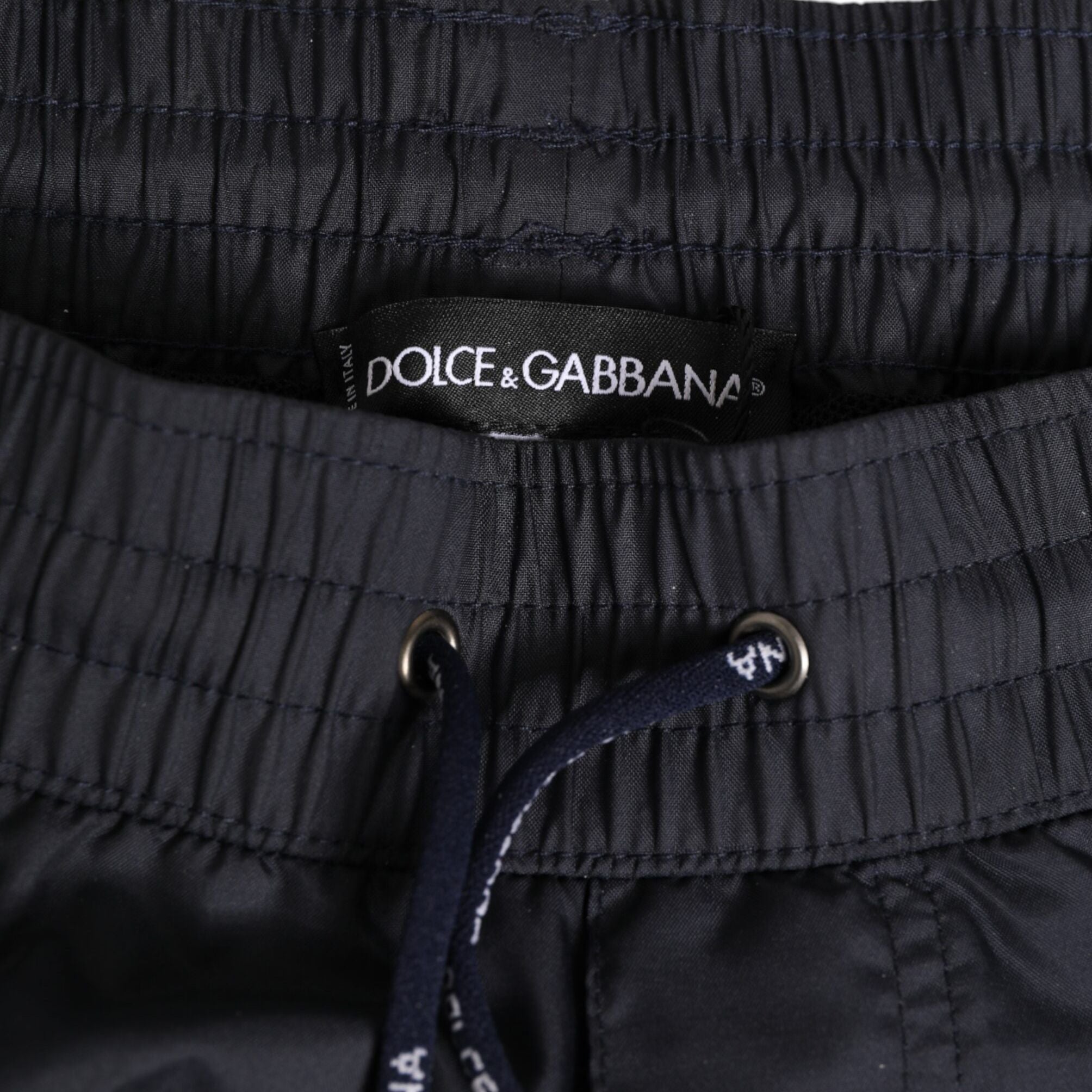 Dolce & Gabbana Black White Polyester Logo Elastic Waistband Swimwear