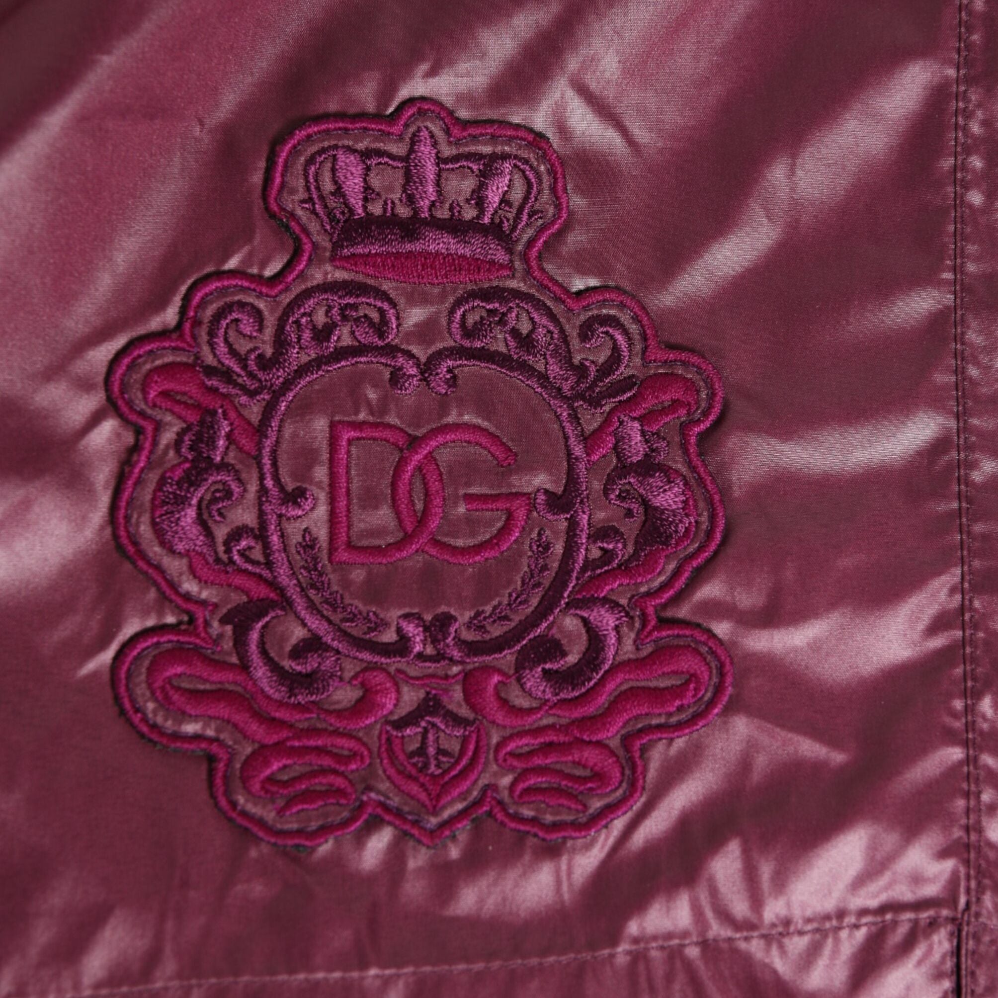 Dolce & Gabbana Burgundy Polyester Logo Embossed Crest Swimwear