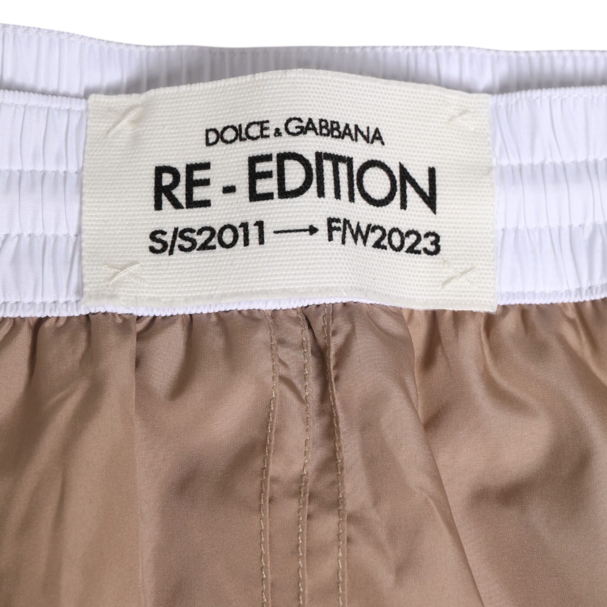 Dolce & Gabbana Brown White Polyester Re-Edition Shorts Swimwear