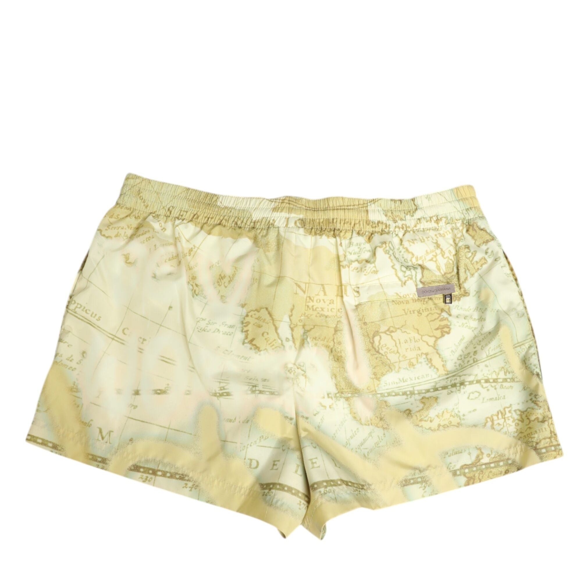 Dolce & Gabbana Yellow World Map Polyester Elastic Waistband Swimwear