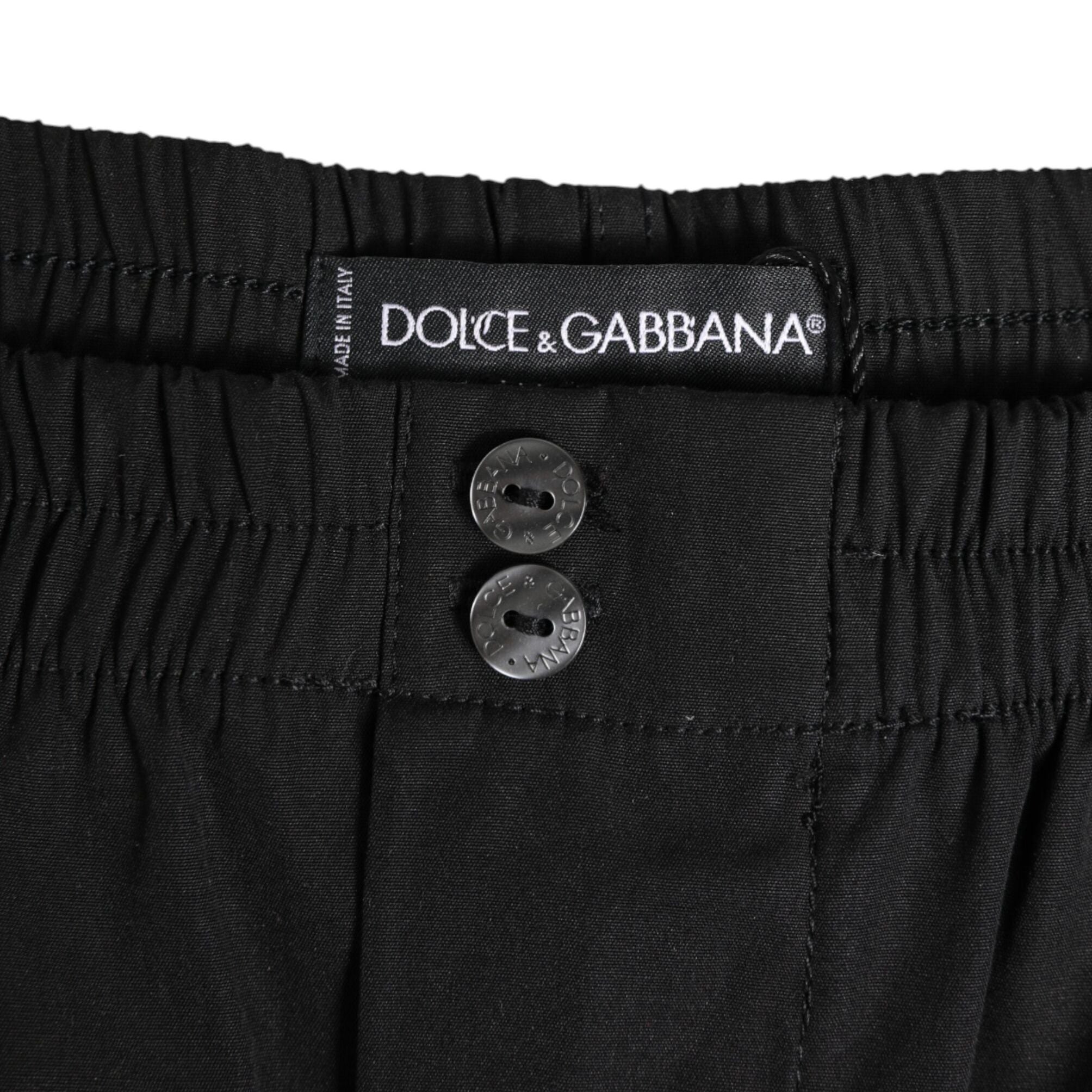 Dolce & Gabbana Black Cotton Elastic Waistband Button Swimwear
