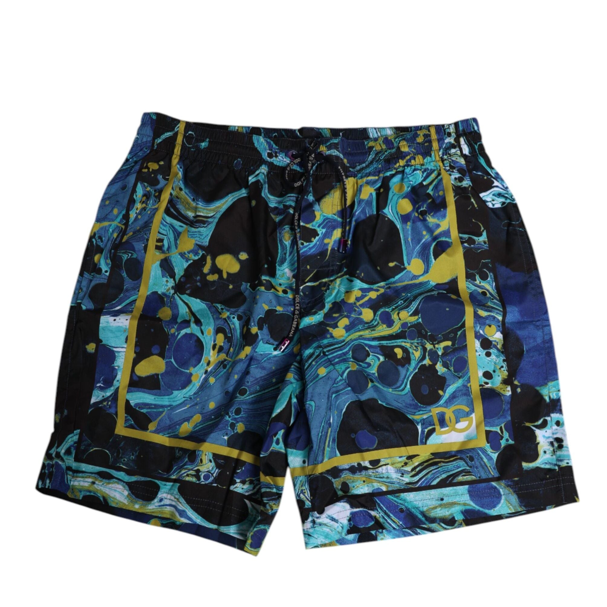 Dolce & Gabbana Blue Marble Print Logo Men Boxer Short Swimwear