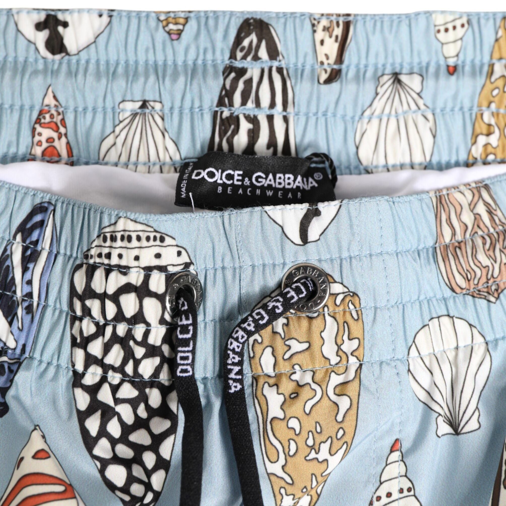 Dolce & Gabbana Blue Seashell Print Nylon Men Shorts Swimwear