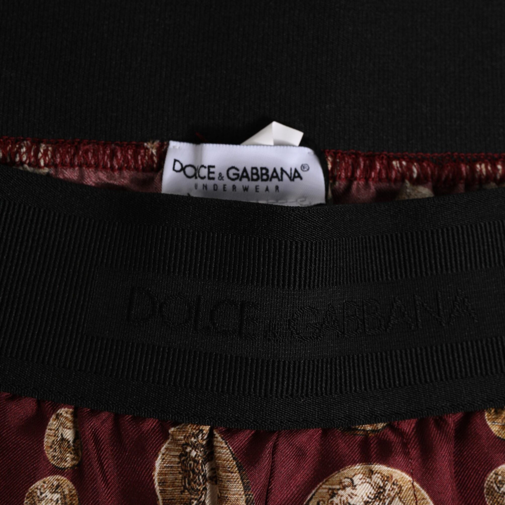 Dolce & Gabbana Burgundy Silk Coin Print Men Boxer Short Swimwear