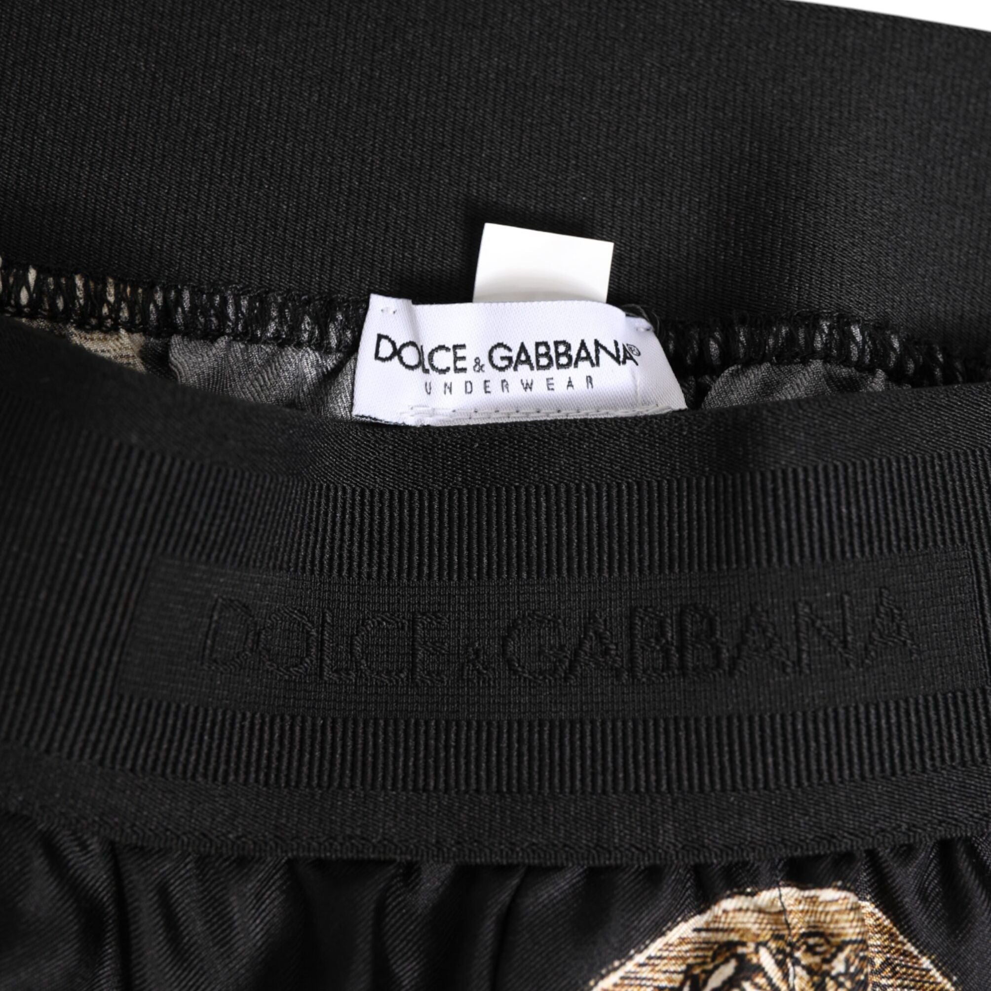 Dolce & Gabbana Black Silk Ancient Coin Print Boxer Short Swimwear