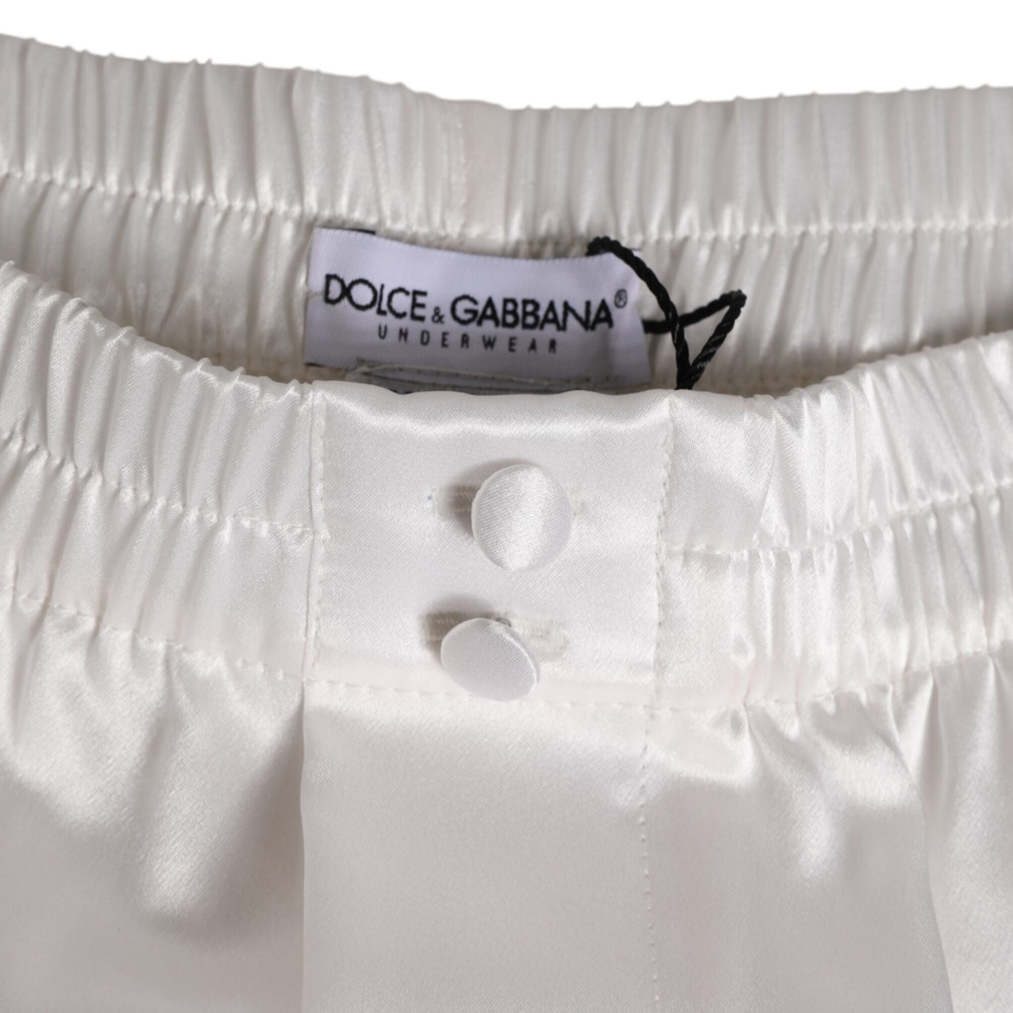 Dolce & Gabbana White Silk Satin Elastic Men Boxer Short Swimwear