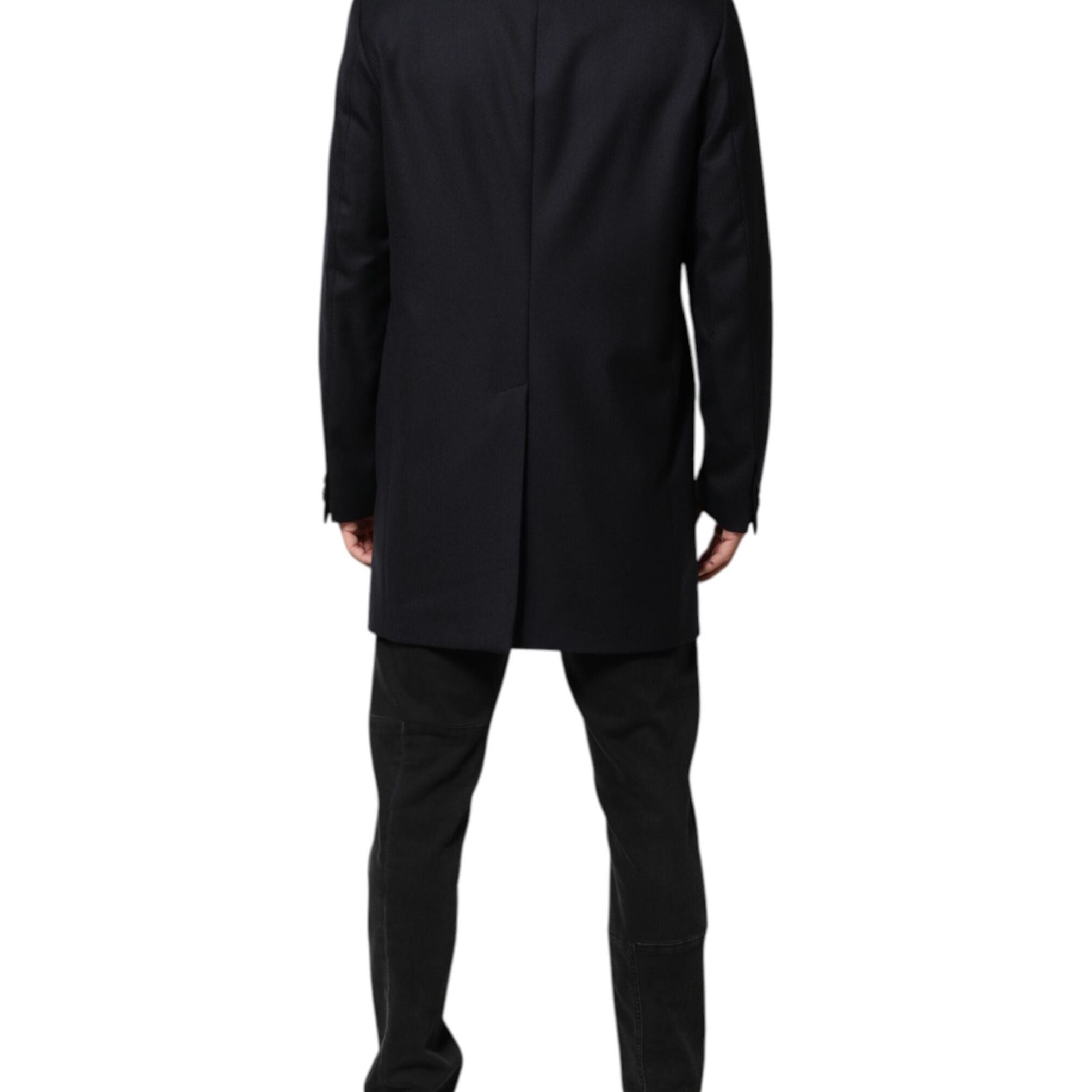 Dolce & Gabbana Dark Blue Wool Men Jacket Coat Blazer Suit