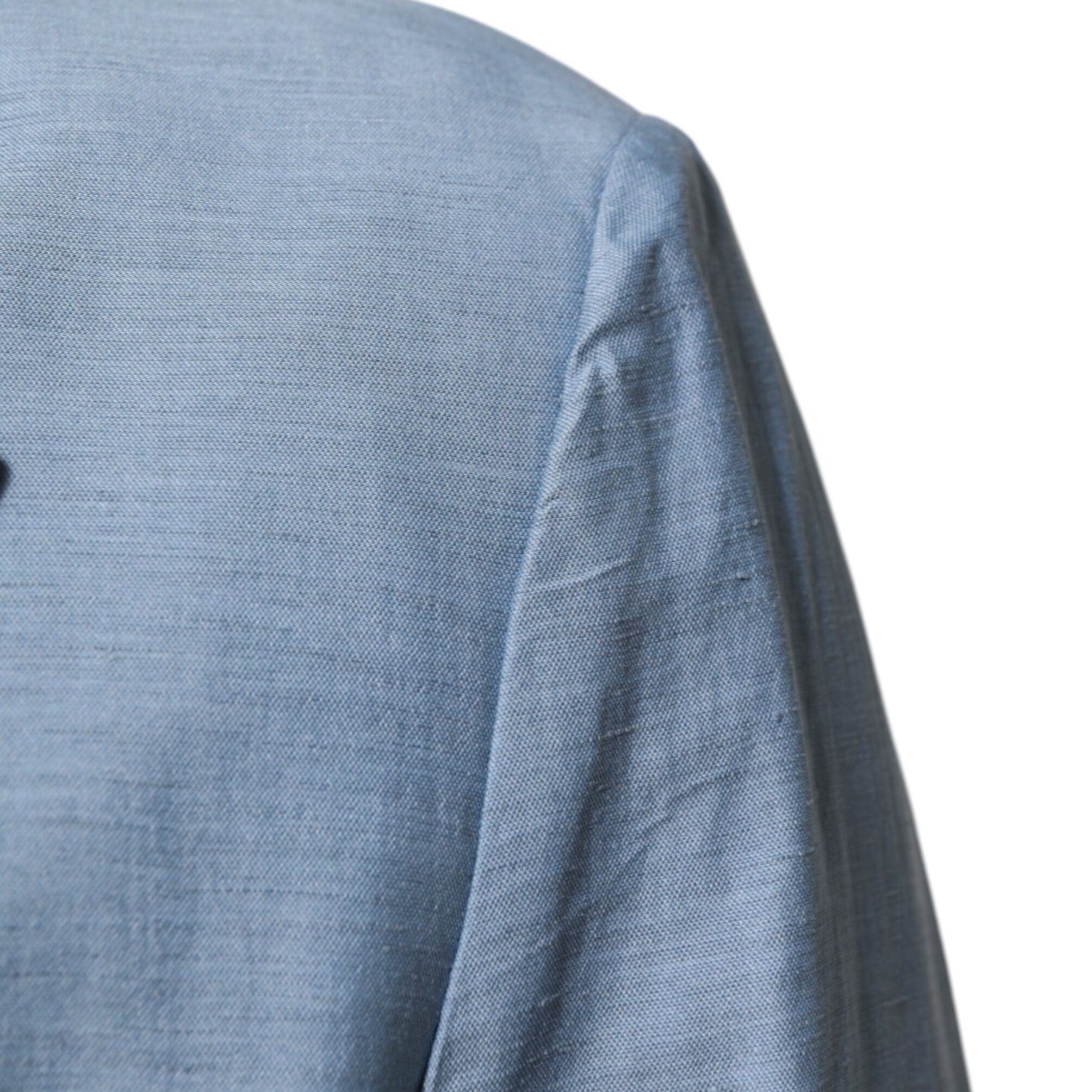 Dolce & Gabbana Light Blue Linen Double Breasted Men Jacket Blazer