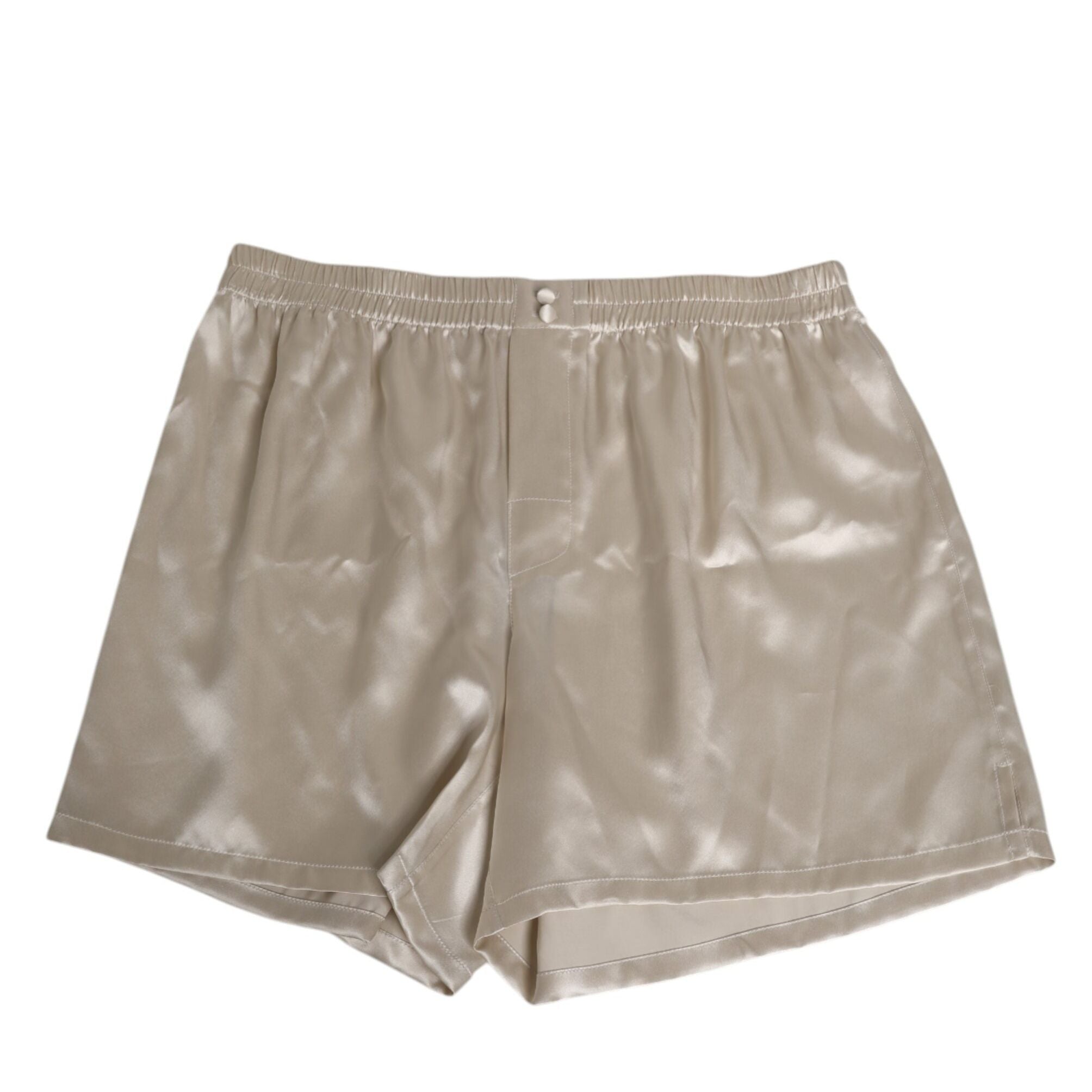 Dolce & Gabbana Beige Silk Satin Elastic Men Boxer Short Swimwear