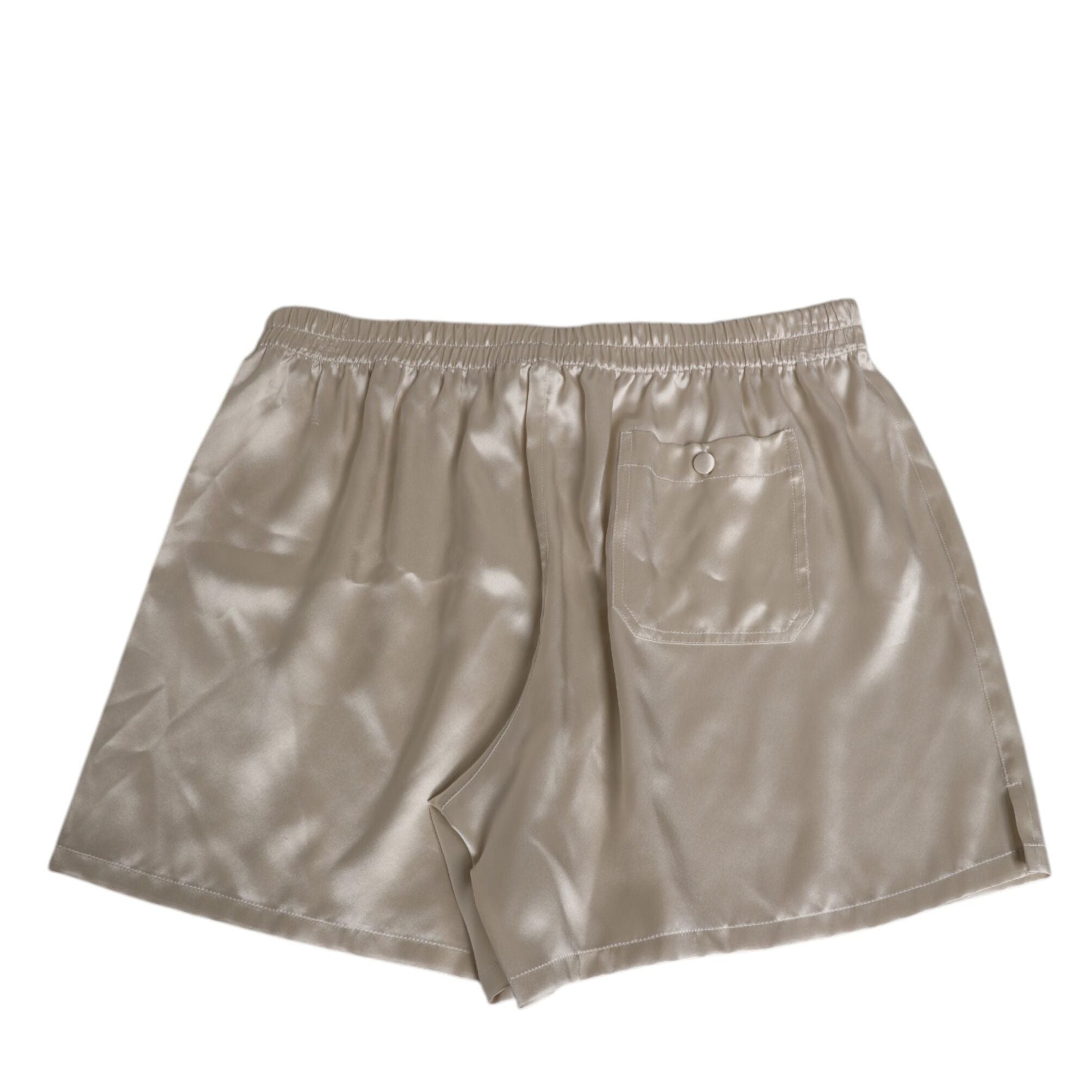 Dolce & Gabbana Beige Silk Satin Elastic Men Boxer Short Swimwear