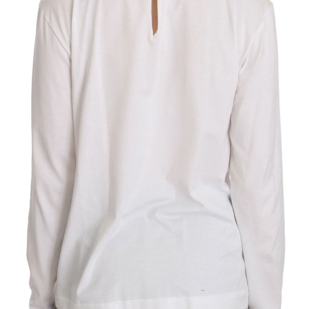 Dolce & Gabbana White Cotton Longsleeve Collared Blouse