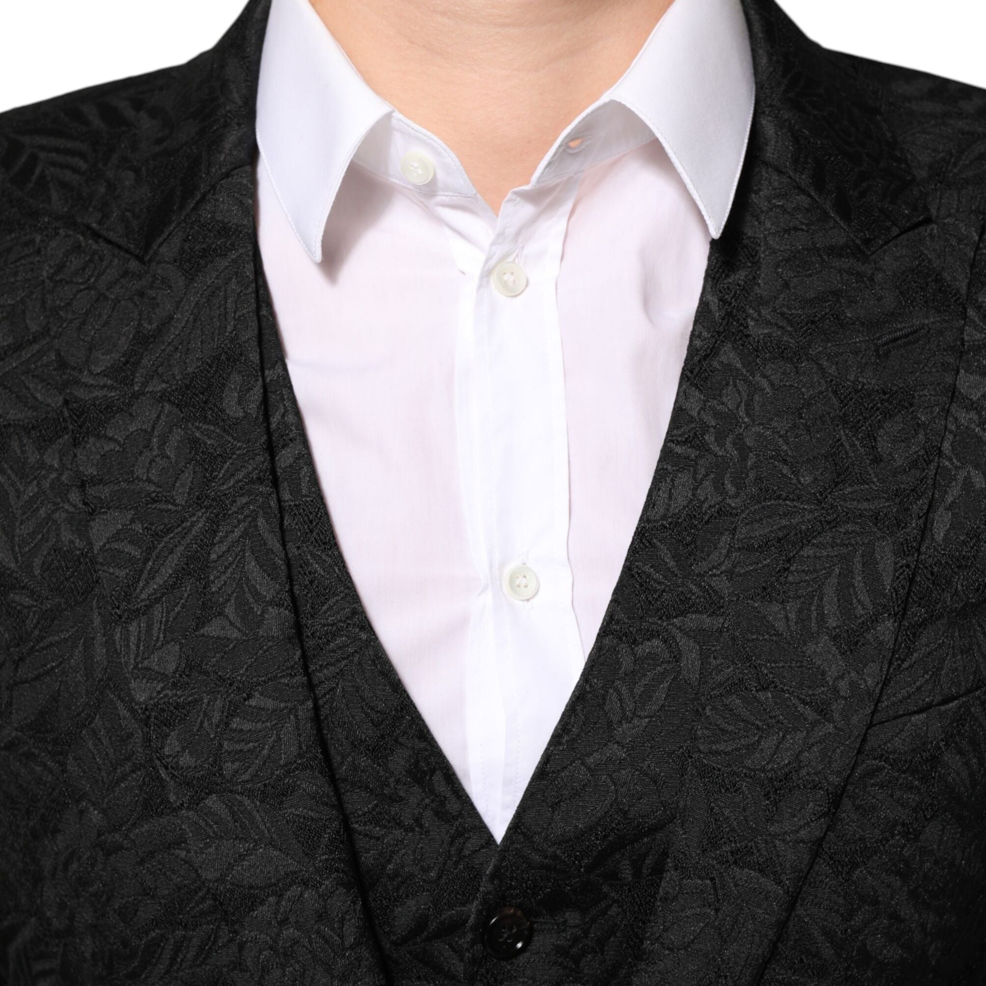 Dolce & Gabbana Black 3 Piece Brocade Jacquard Suit MARTINI