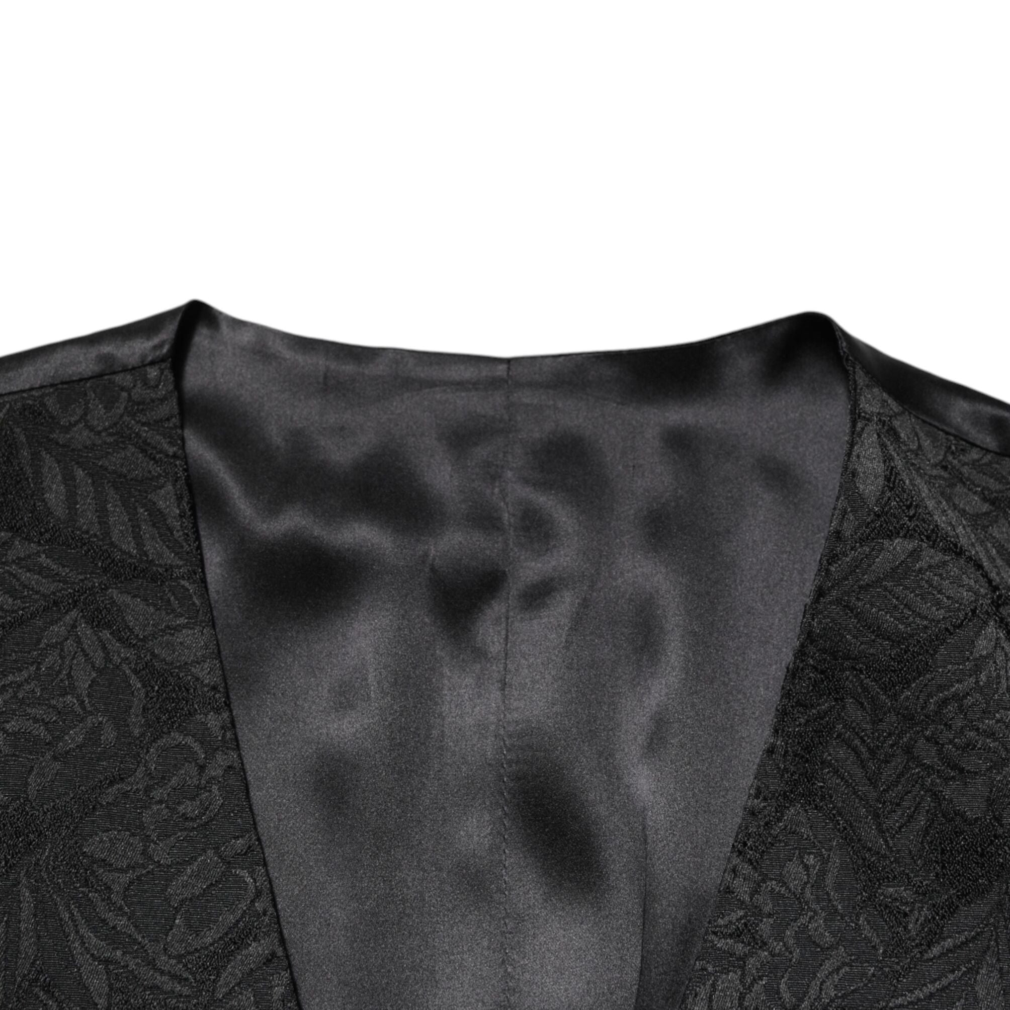 Dolce & Gabbana Black 3 Piece Brocade Jacquard Suit MARTINI