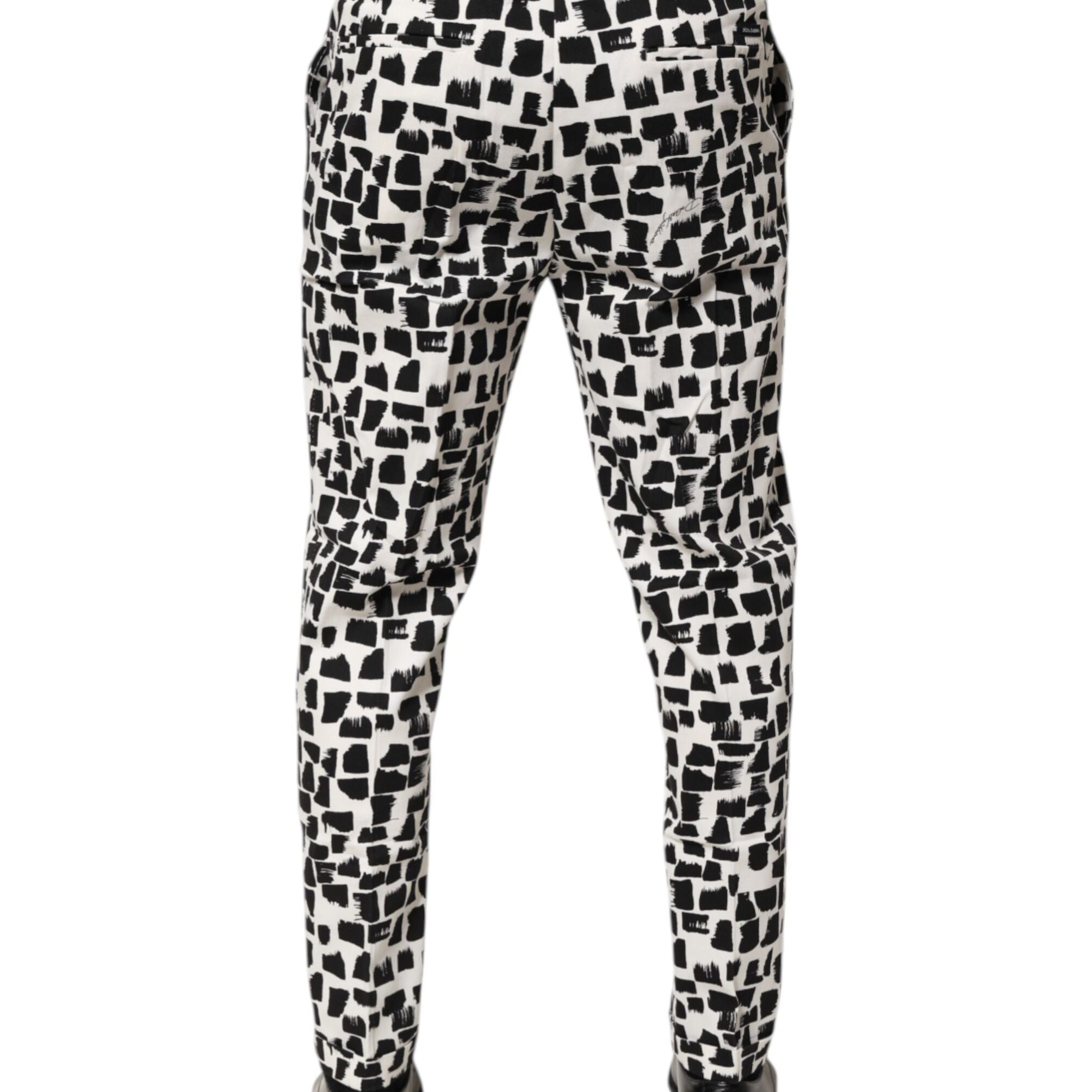 Dolce & Gabbana Black White Abstract Print Cotton Blend Pants