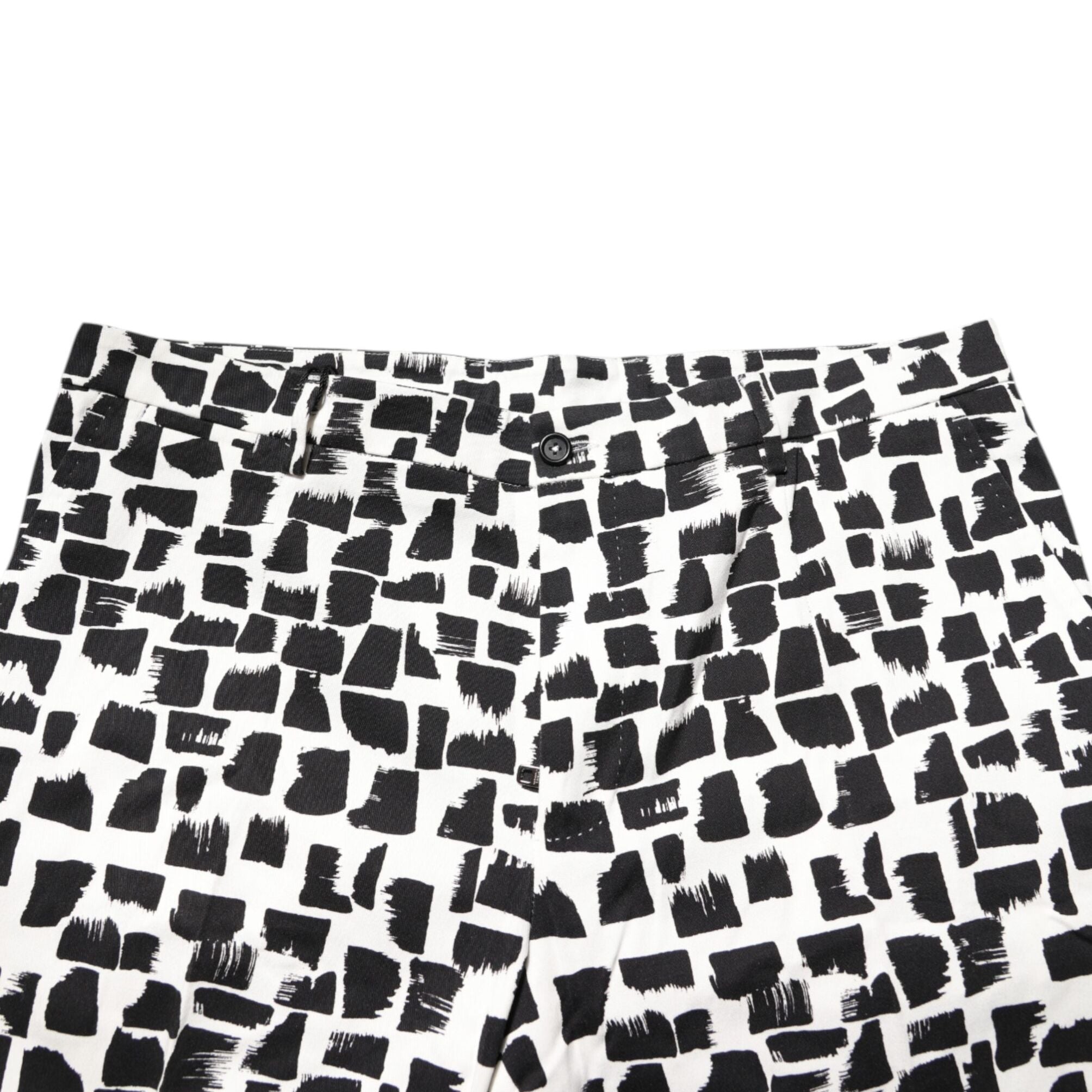 Dolce & Gabbana Black White Abstract Print Cotton Blend Pants