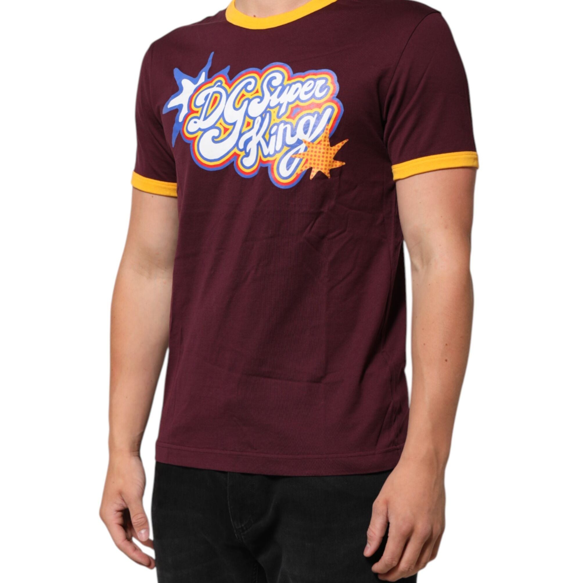 Dolce & Gabbana Burgundy Cotton DG Super King Logo T-Shirt