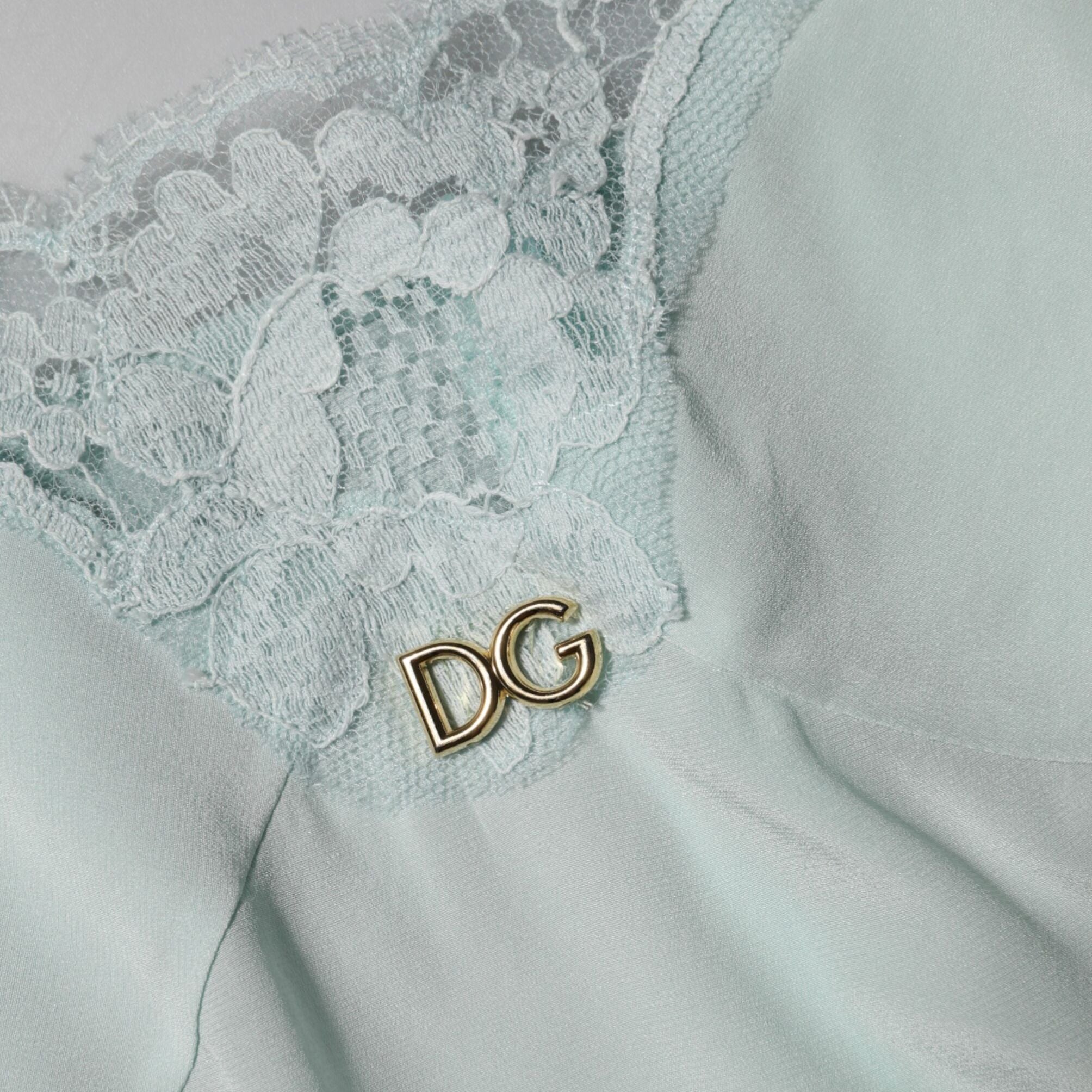 Dolce & Gabbana Light Blue Silk Lace Midi Bodycon Slip Dress