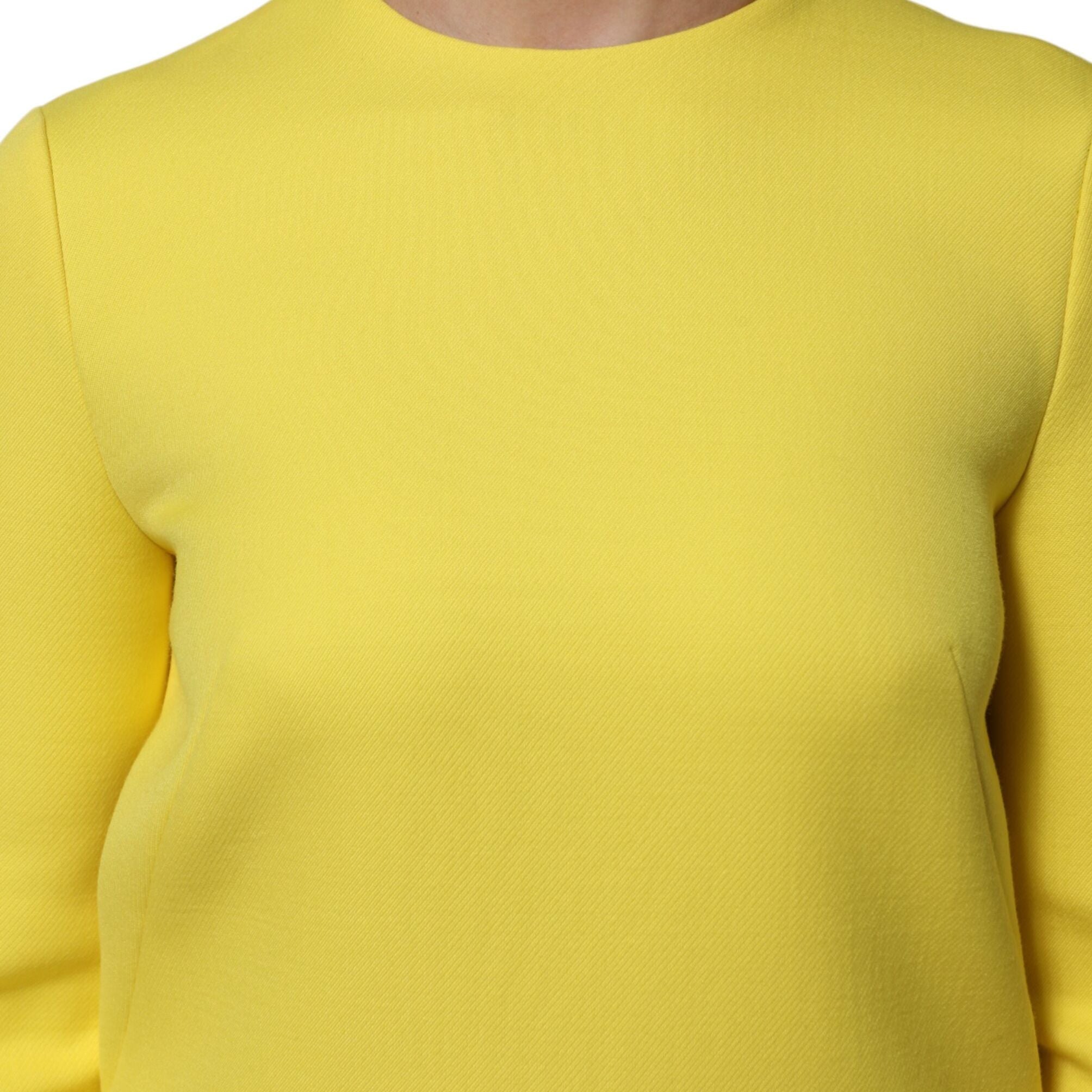 Dolce & Gabbana Yellow Viscose Acetate Mini Long Sleeve Dress