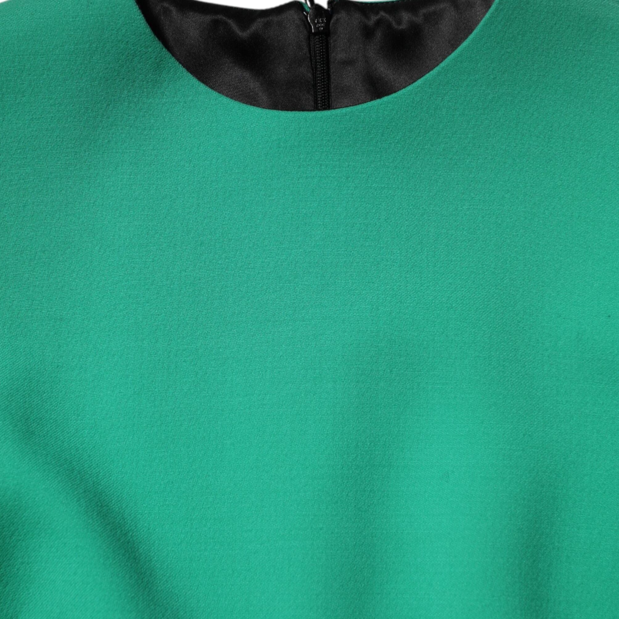 Dolce & Gabbana Green Viscose Acetate Mini Long Sleeve Dress