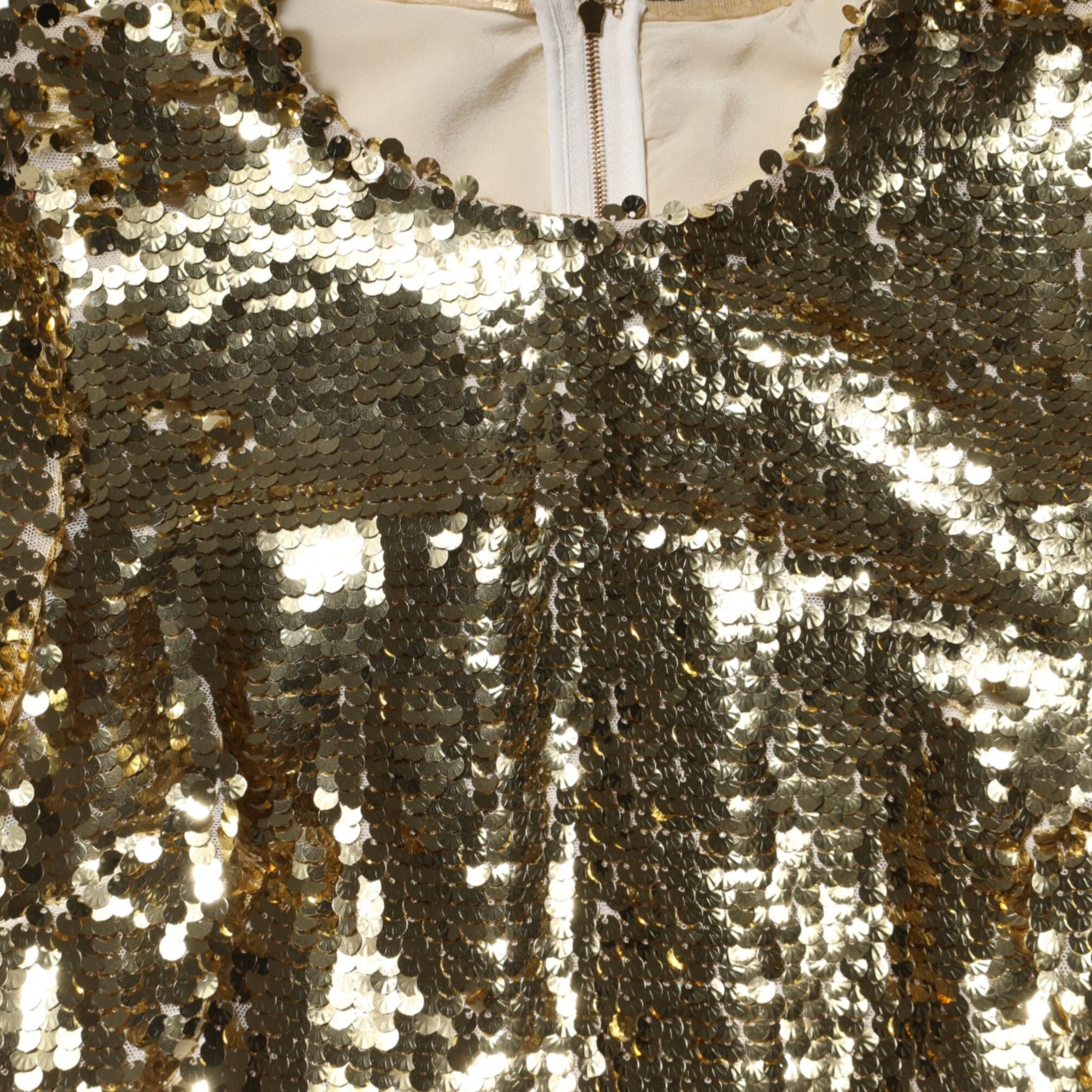 Dolce & Gabbana Gold Sequin Long Sleeve Mini Dress