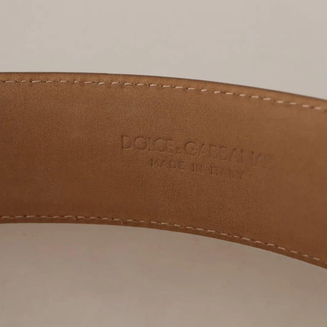 Costume National Brown Leather Gold Metal Oval Buckle Belt