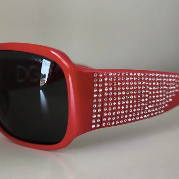 Dolce & Gabbana DG4027 Red Crystal Black Lens Shades Sunglasses