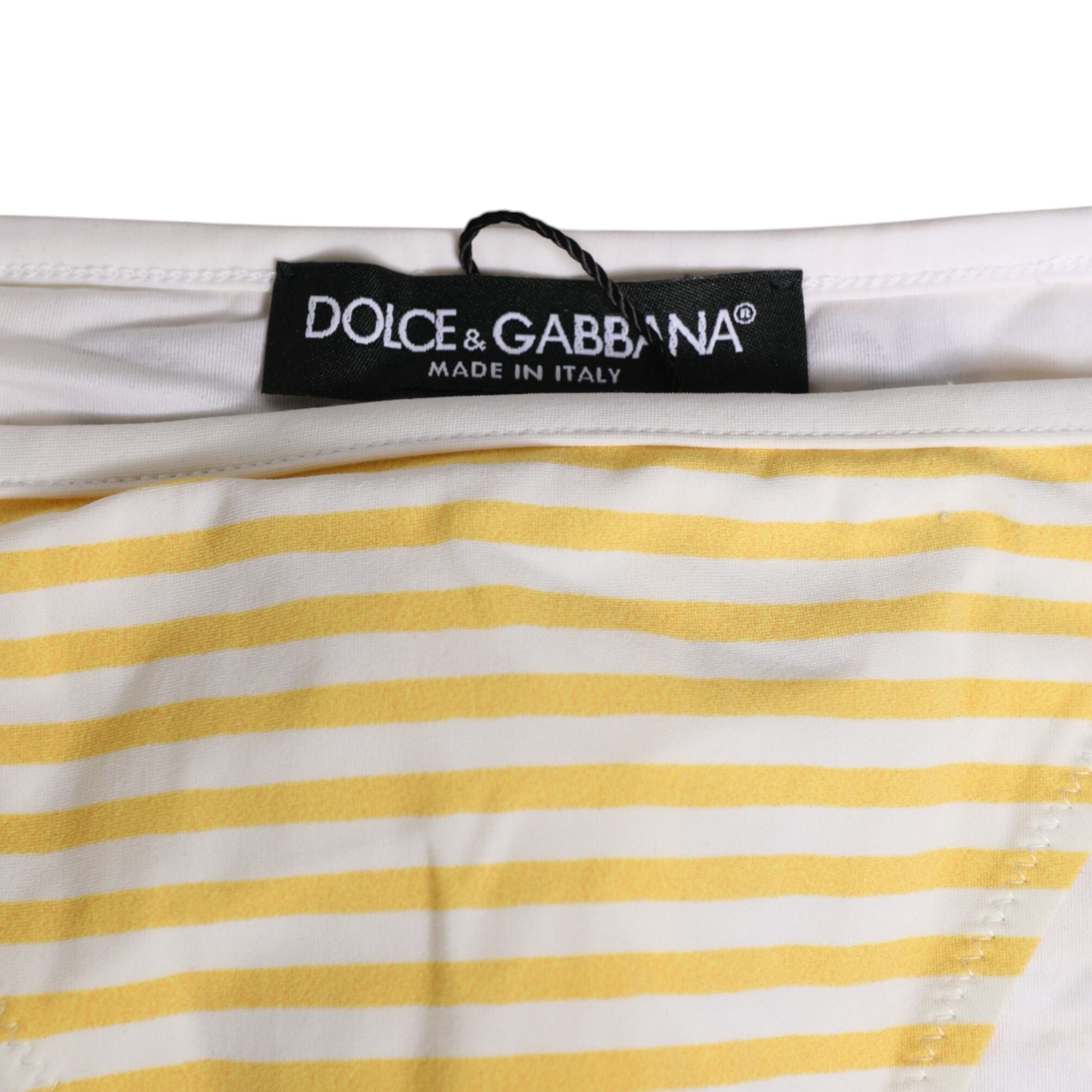 Dolce & Gabbana White Yellow Stripe Tie Side Logo Underwear