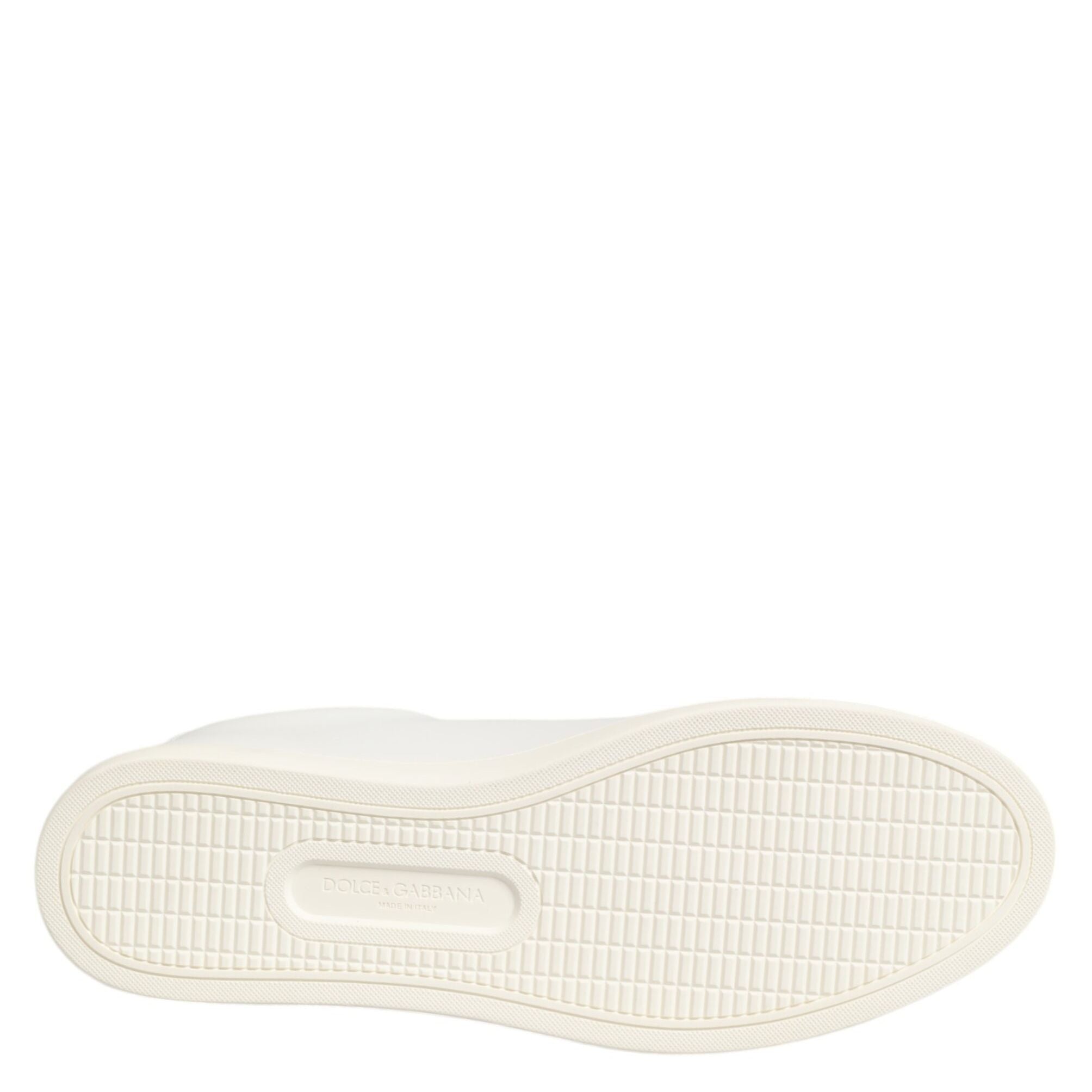Dolce & Gabbana White Leather Rose Embroidery Low-Top Shoes