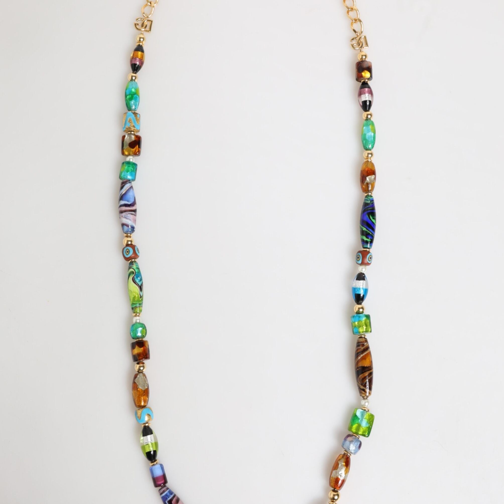 Dolce & Gabbana Multicolor Murano Glass Beads Brass Women Jewelry Necklace