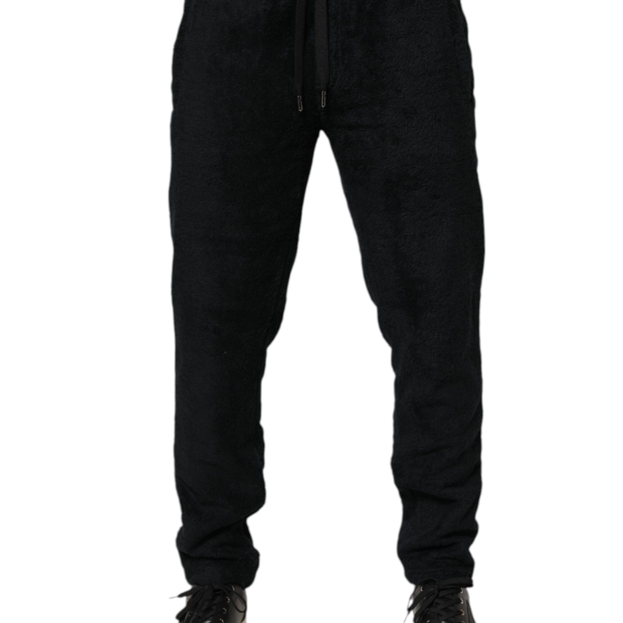 Dolce & Gabbana Black Cotton Logo Men Jogger Sweatpants Pants