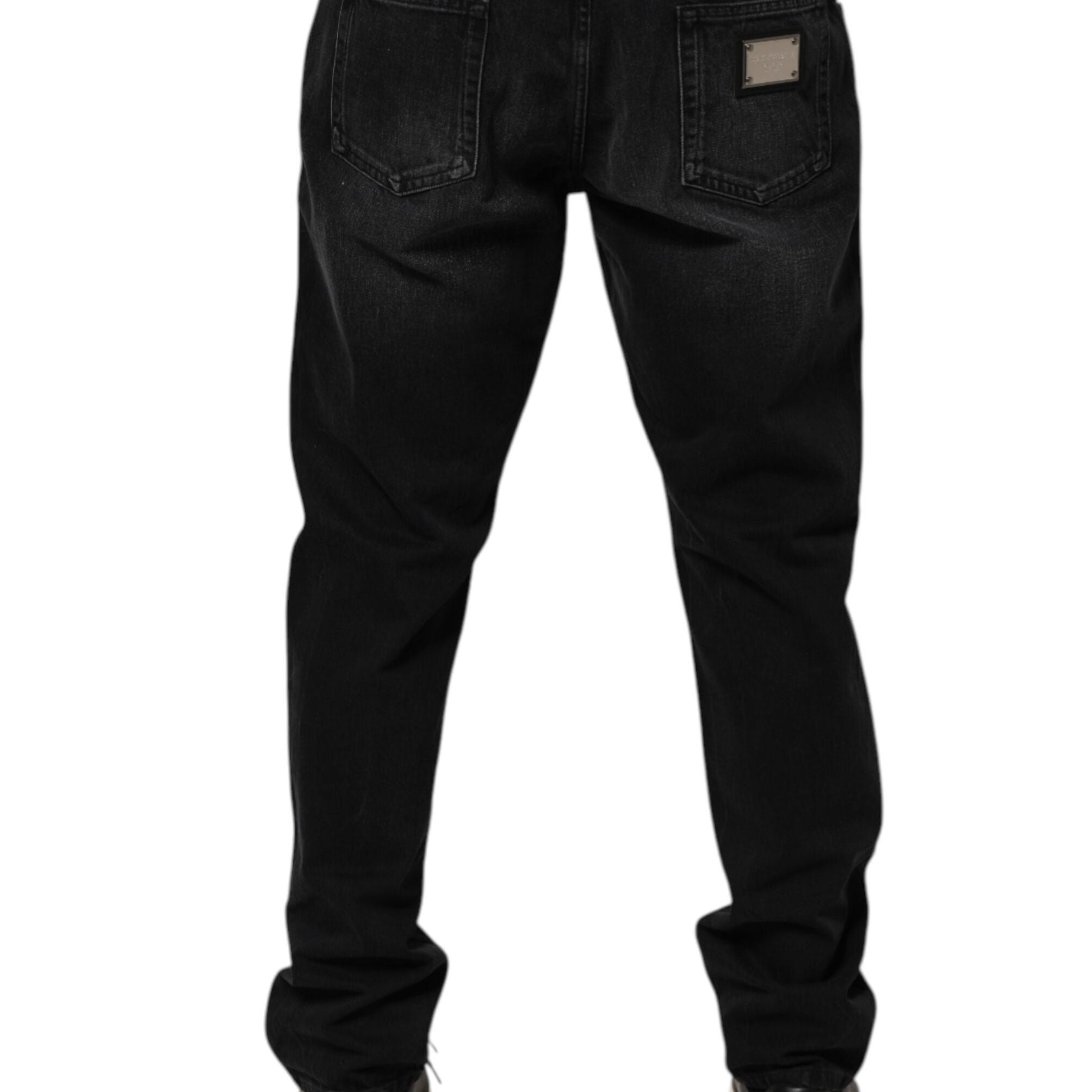 Dolce & Gabbana Black Washed Cotton Skinny Men Denim Jeans