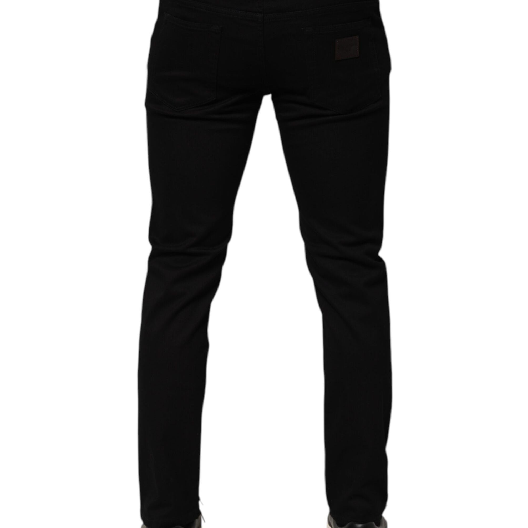 Dolce & Gabbana Black Cotton Blend Skinny Men Trouser Pants