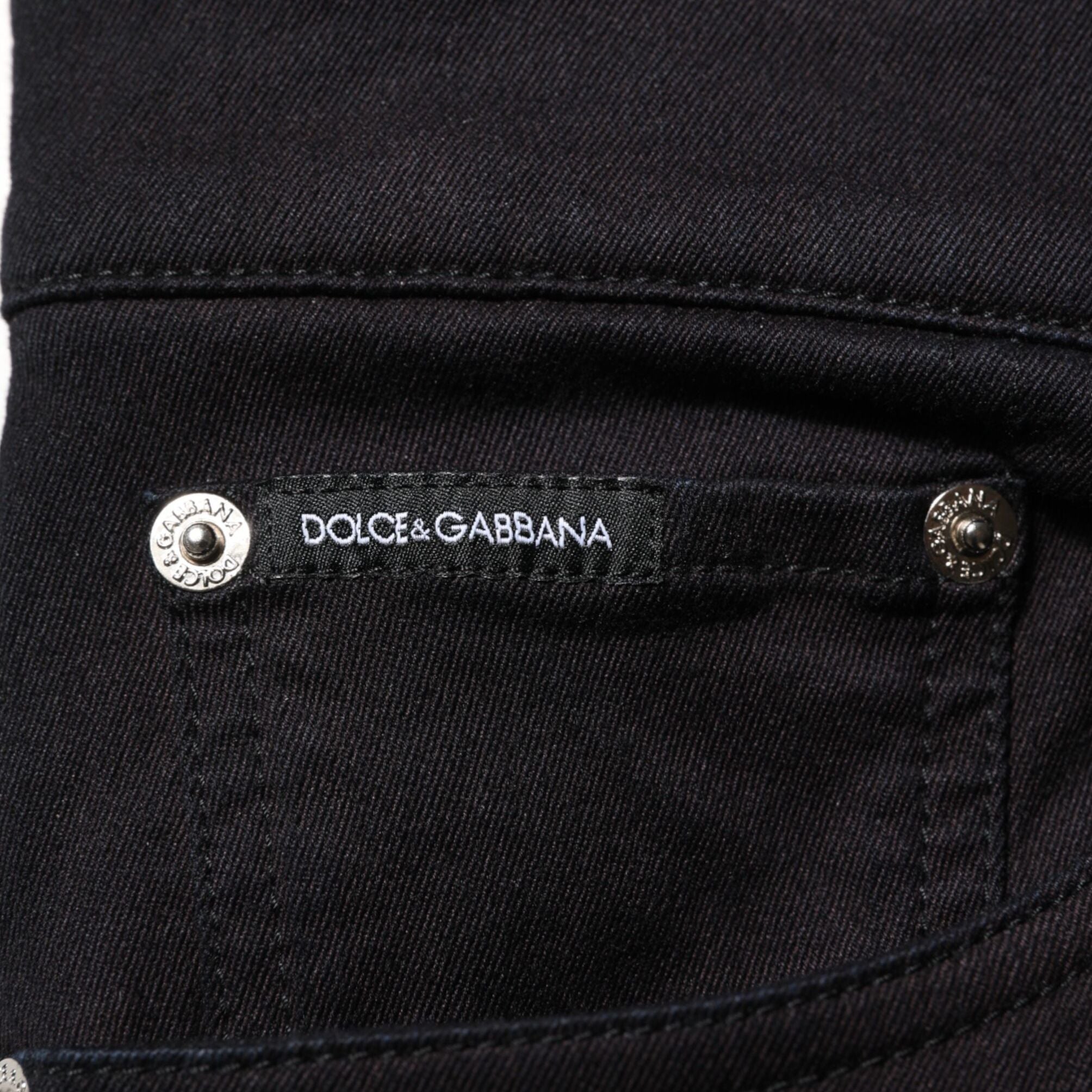 Dolce & Gabbana Black Cotton Blend Skinny Men Trouser Pants