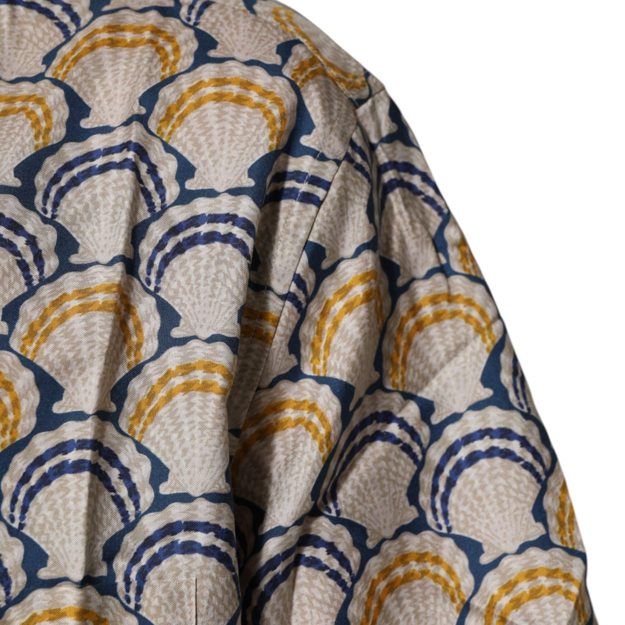 Dolce & Gabbana Cream Cotton Silk Hawaii Scallop Shell Print Shirt