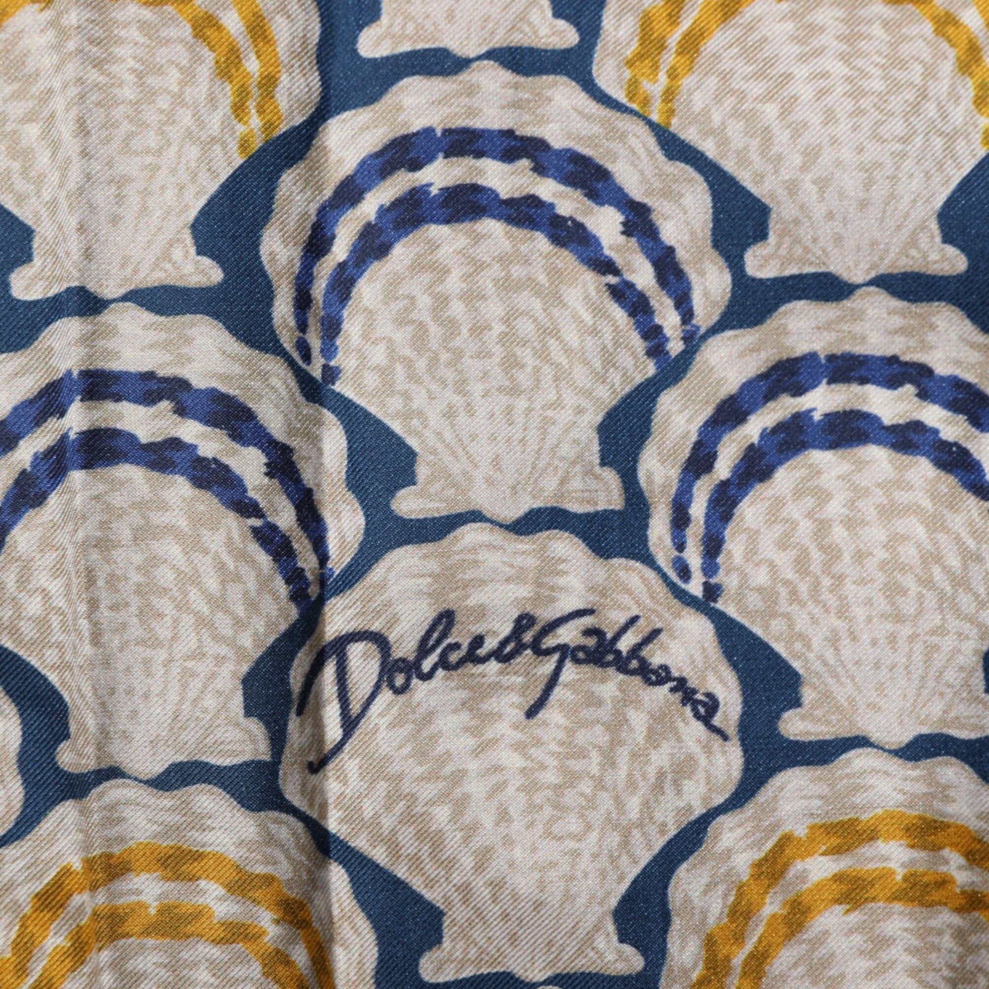Dolce & Gabbana Cream Cotton Silk Hawaii Scallop Shell Print Shirt