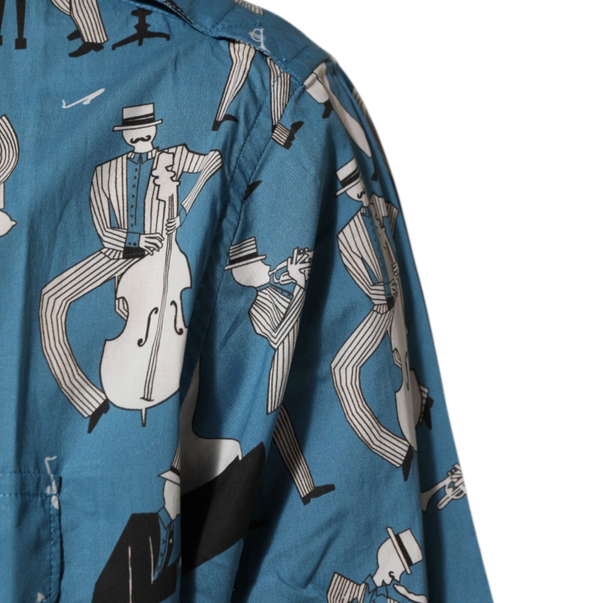 Dolce & Gabbana Blue Jazz Printed Cotton Button Front Shirt
