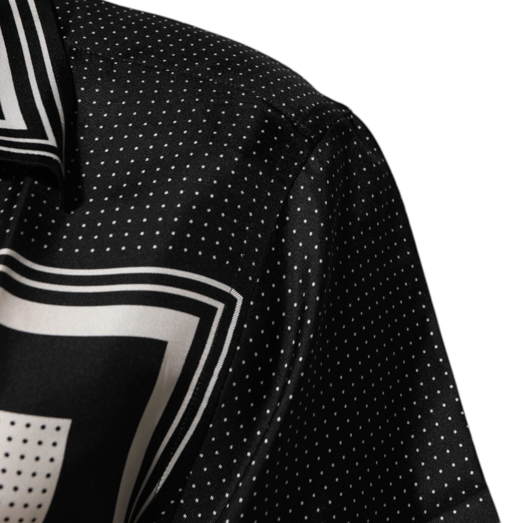 Dolce & Gabbana Black White StripeDot Print Casual Polo Shirt