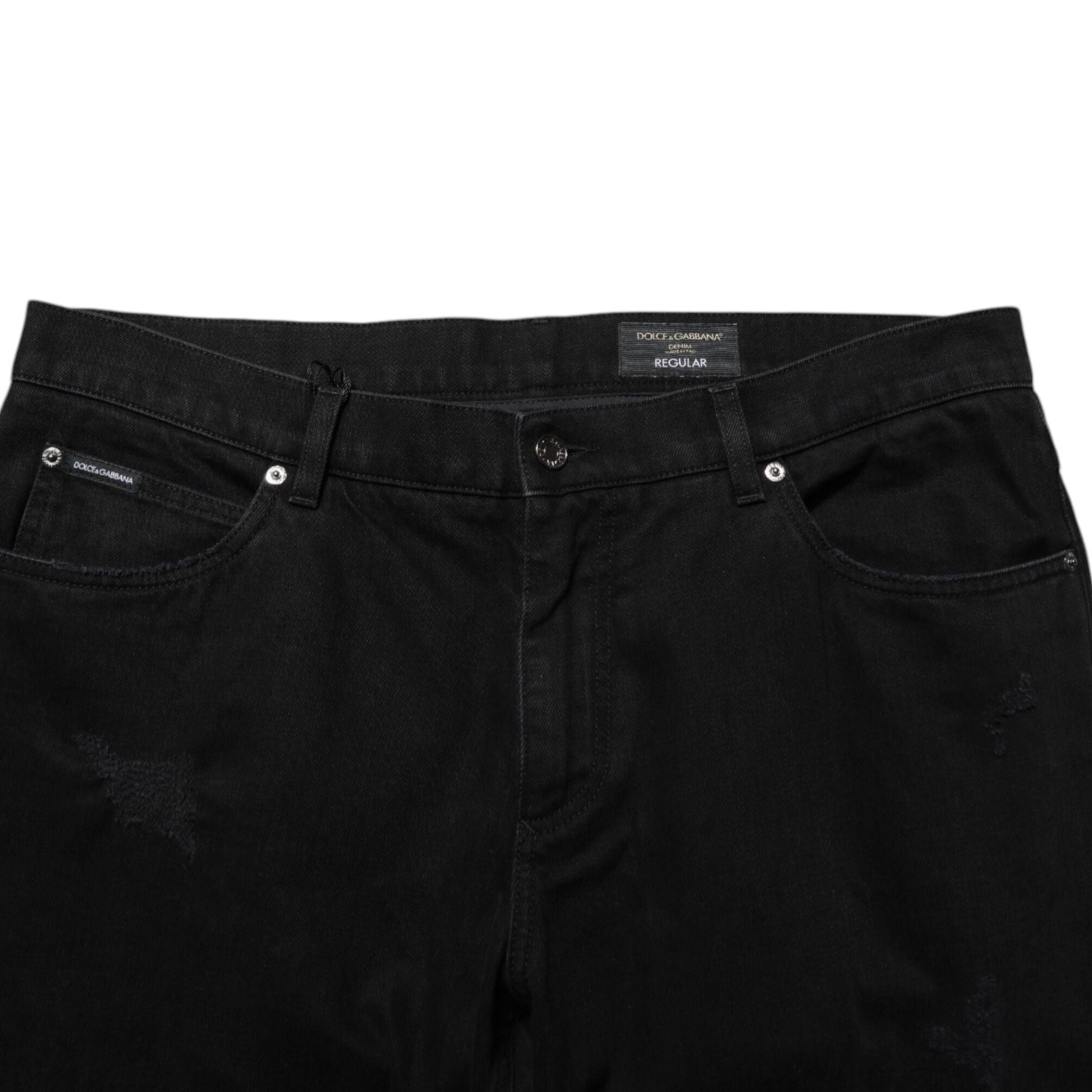 Dolce & Gabbana Black Cotton Regular Denim Men Trouser Jeans